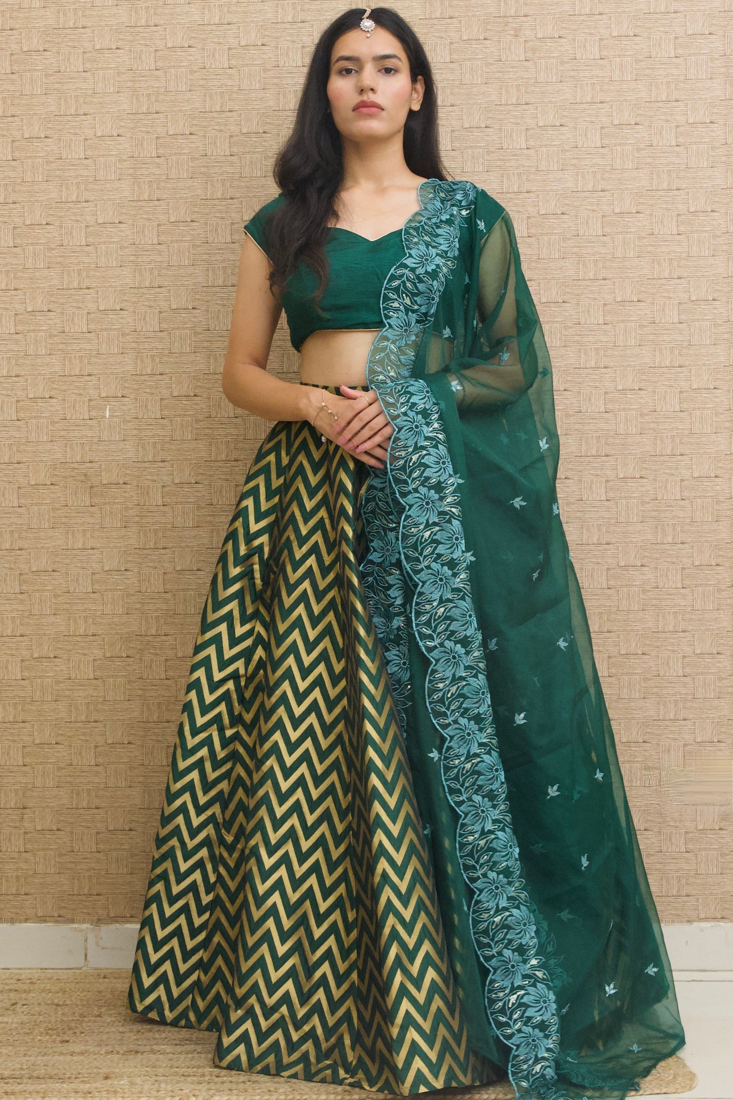 Green Silk Lehenga Set