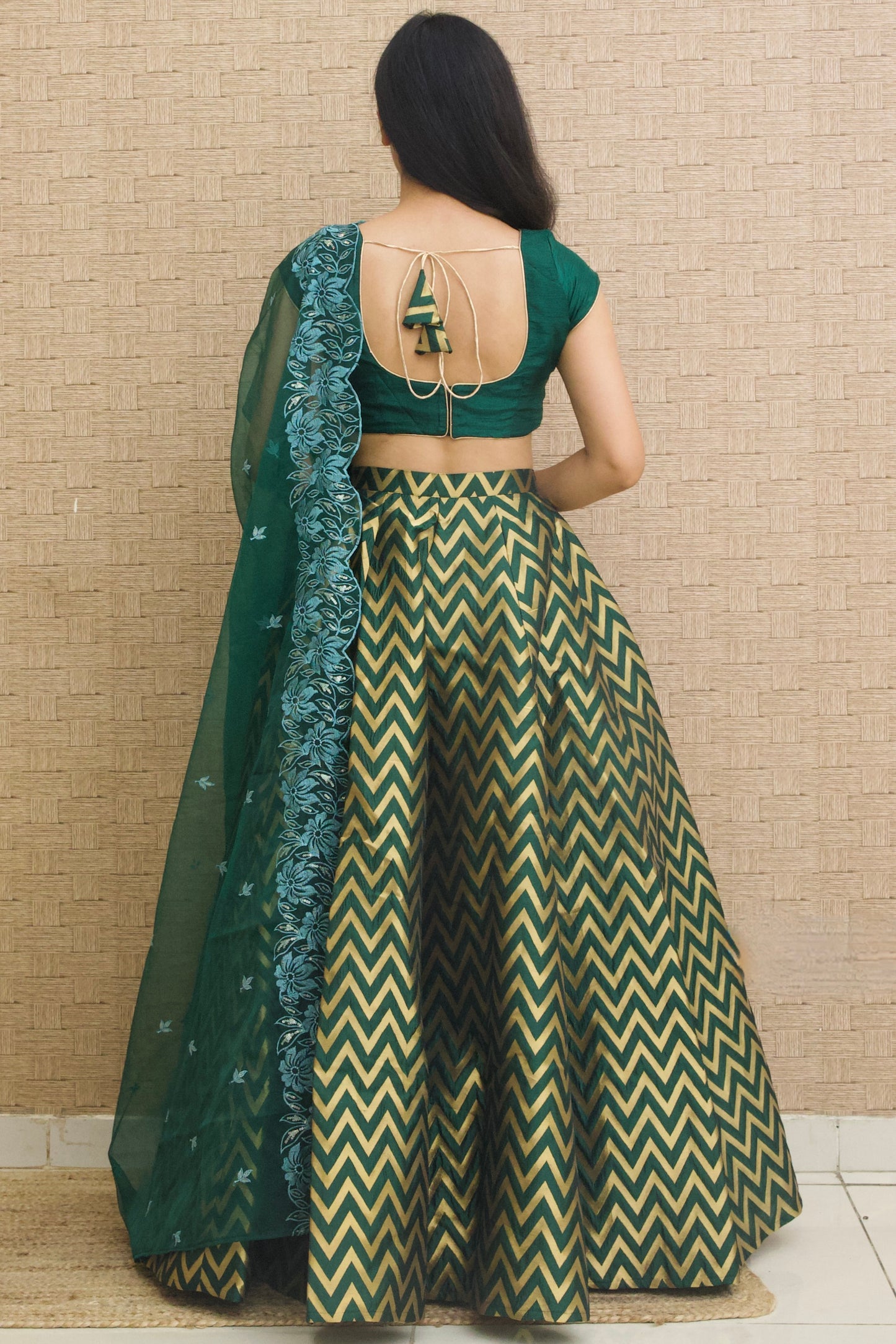Green Silk Lehenga Set