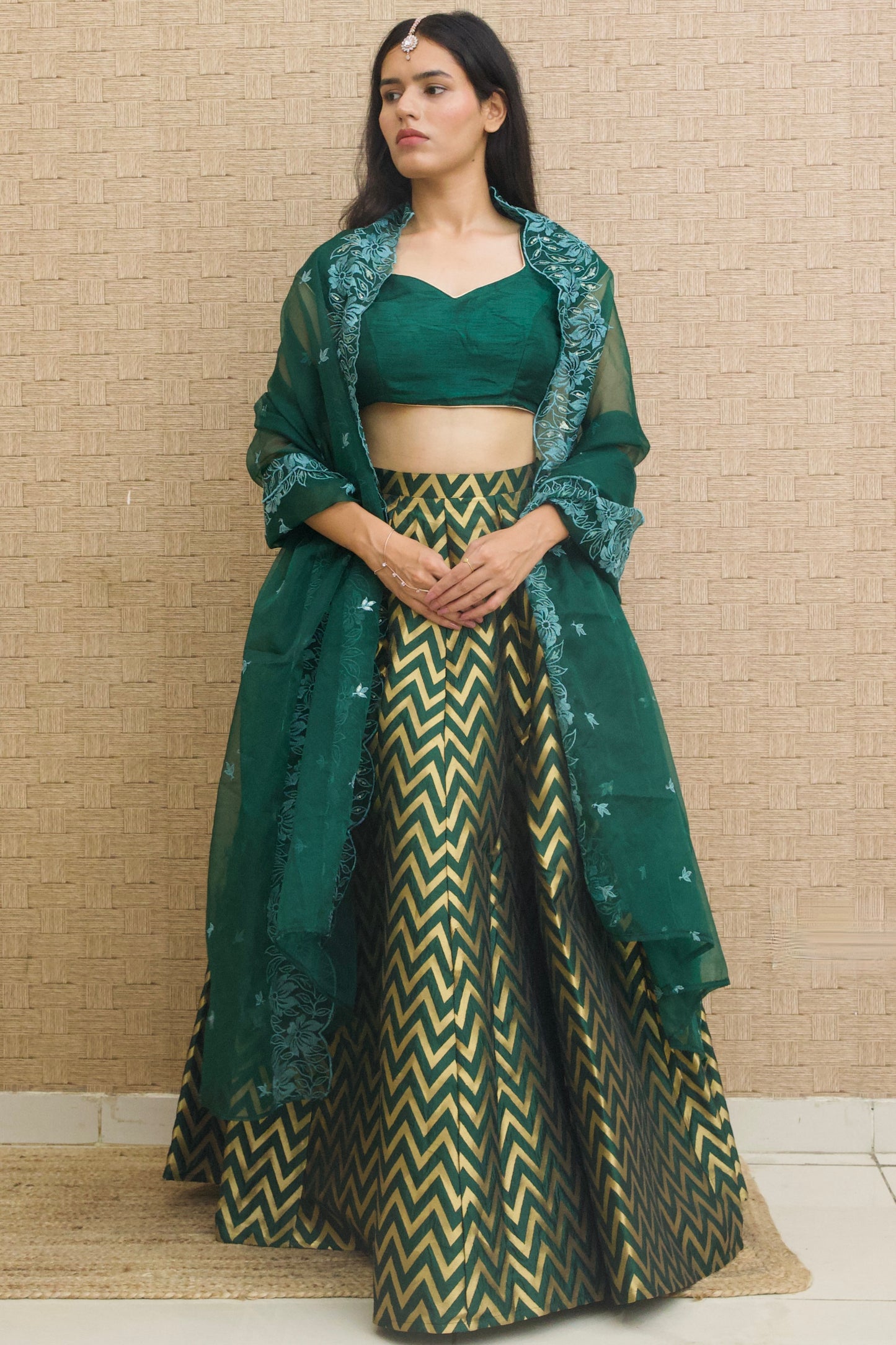 Green Silk Lehenga Set