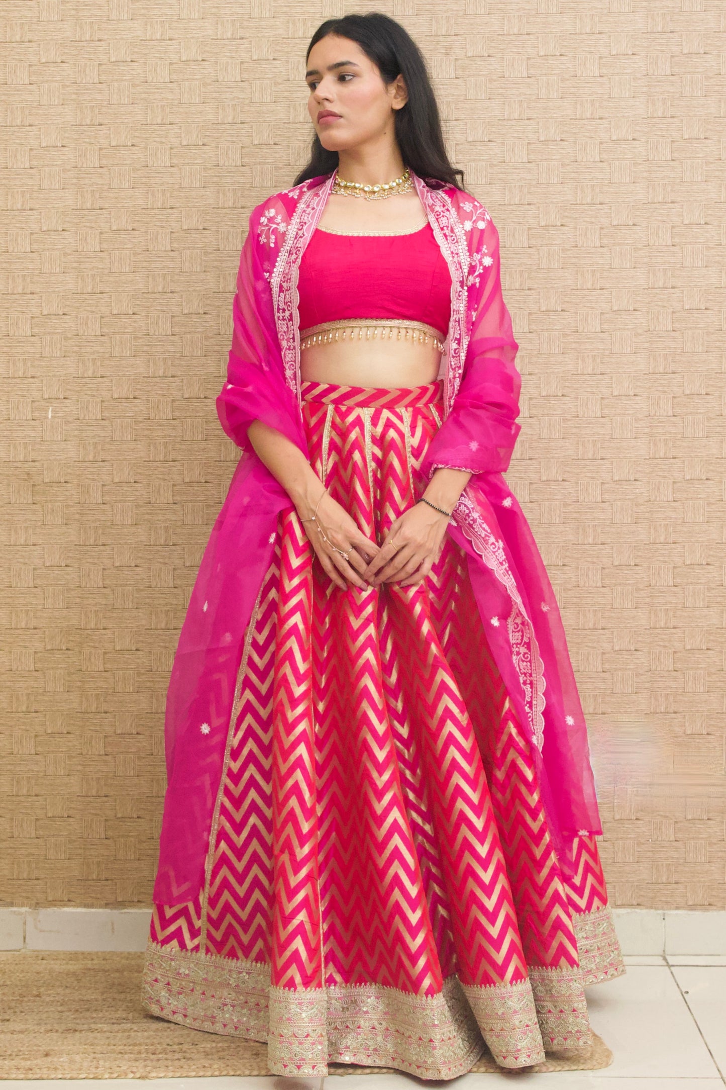 Pink Silk Lehenga Set