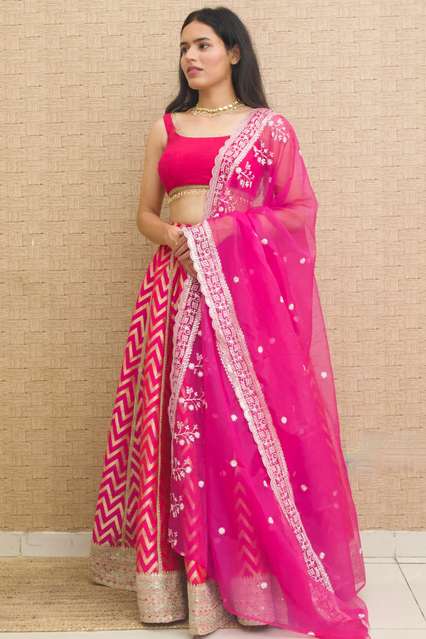 Pink Silk Lehenga Set