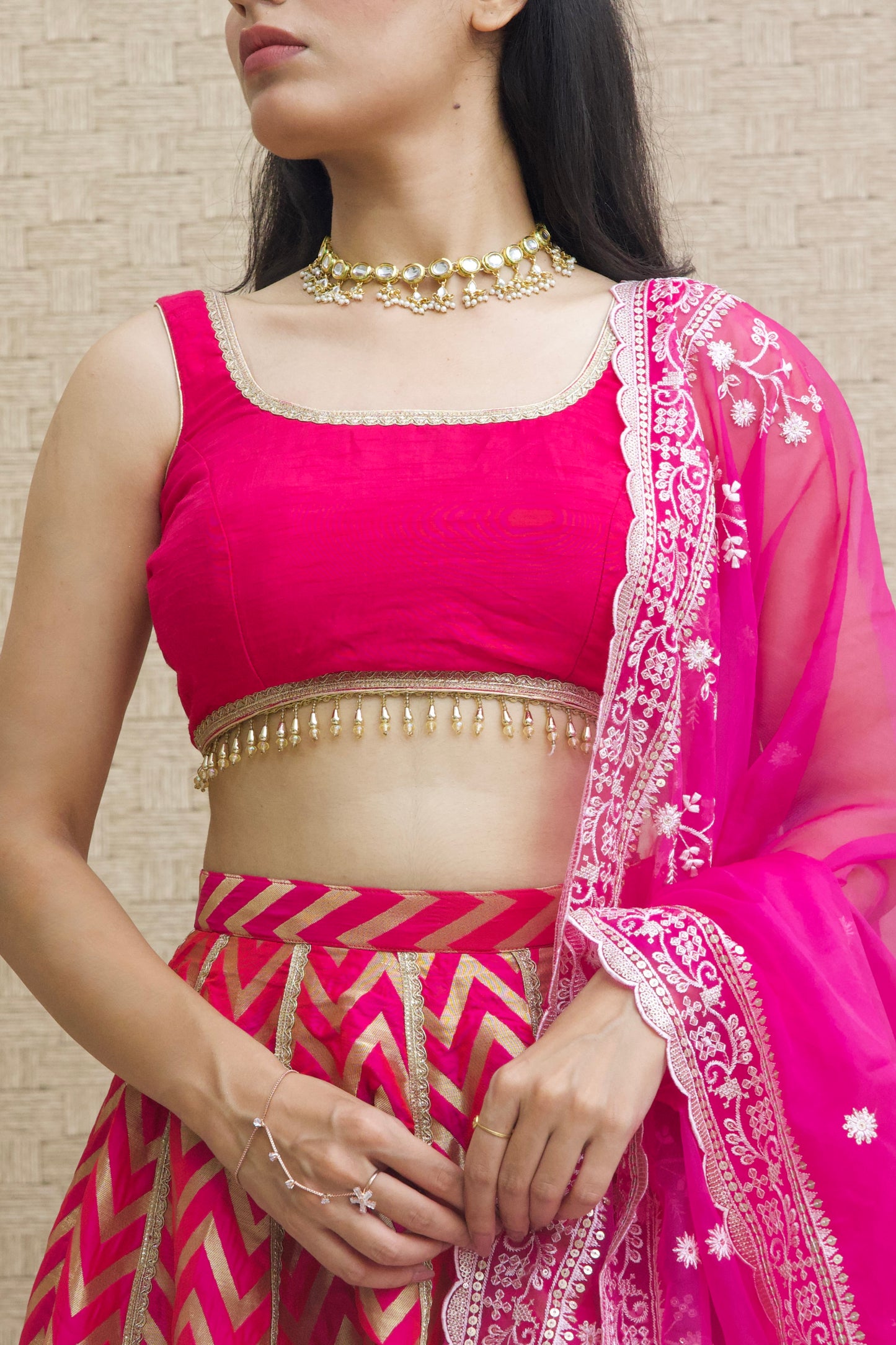 Pink Silk Lehenga Set