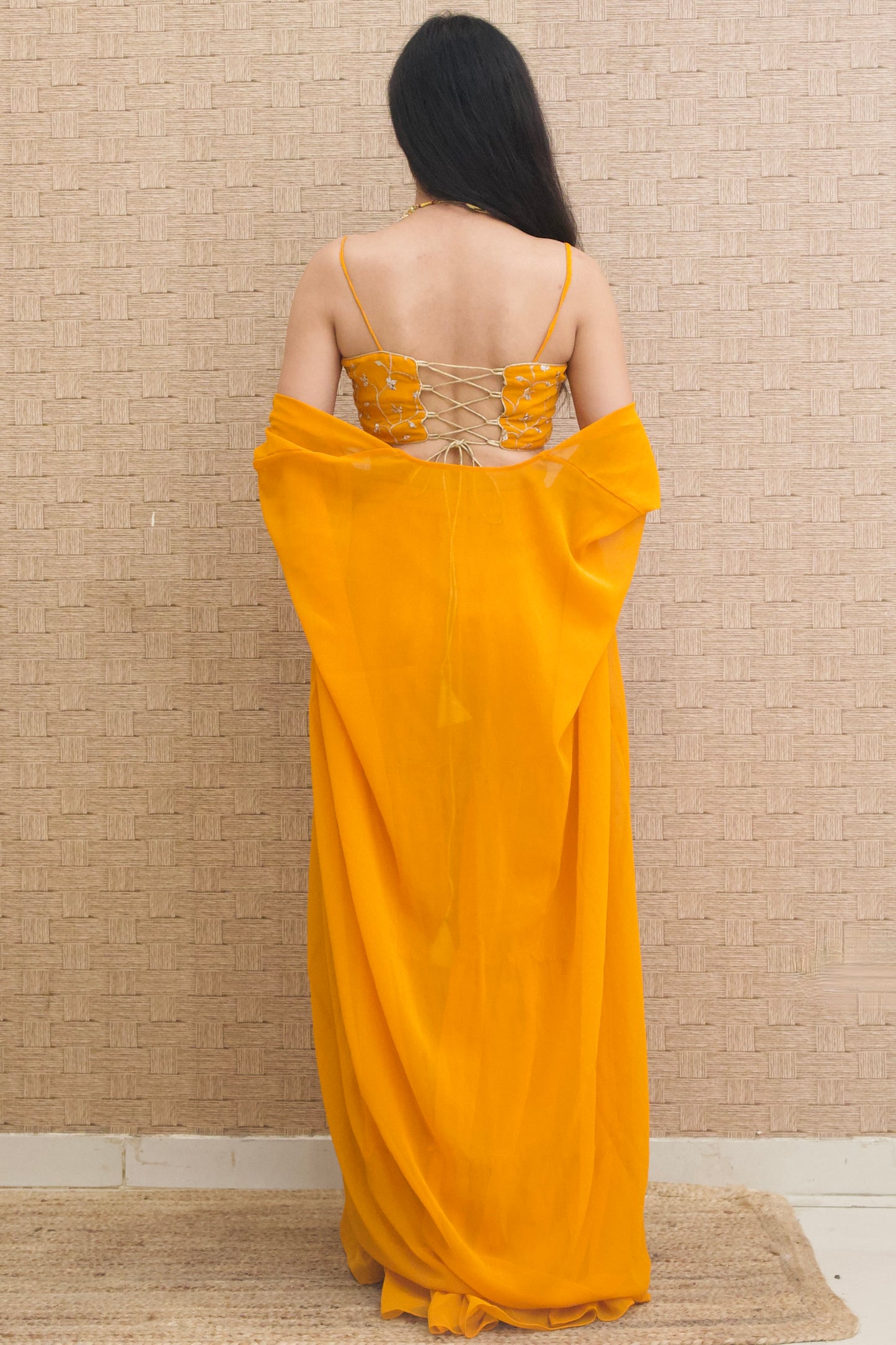 Mustard Yellow Georgette Three Piece Set