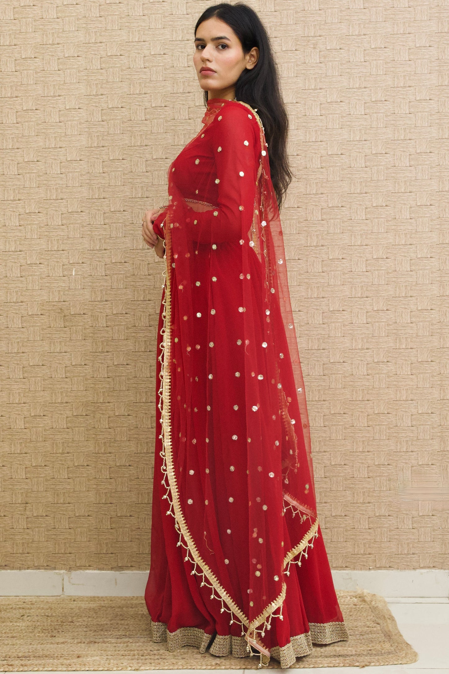 Maroon Georgette Lehenga Set