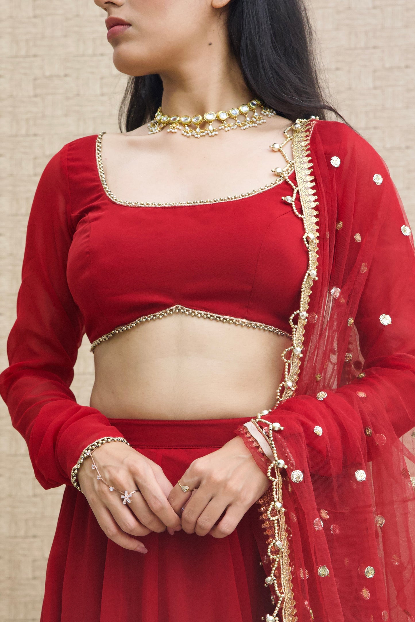 Maroon Georgette Lehenga Set