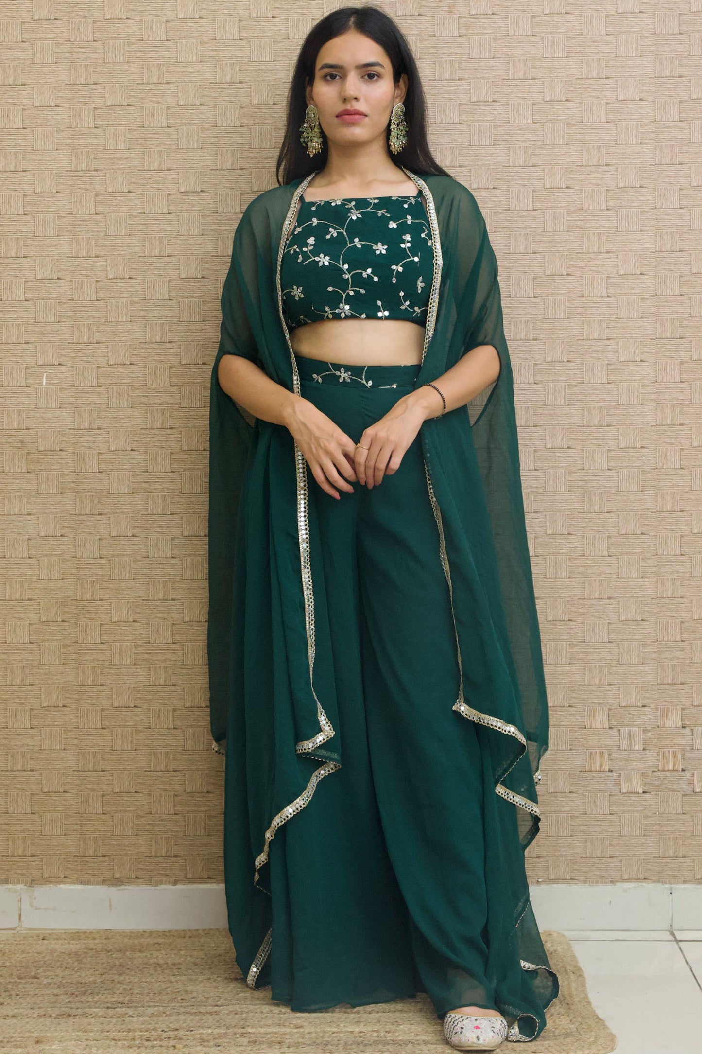 Green Georgette Palazzo Set