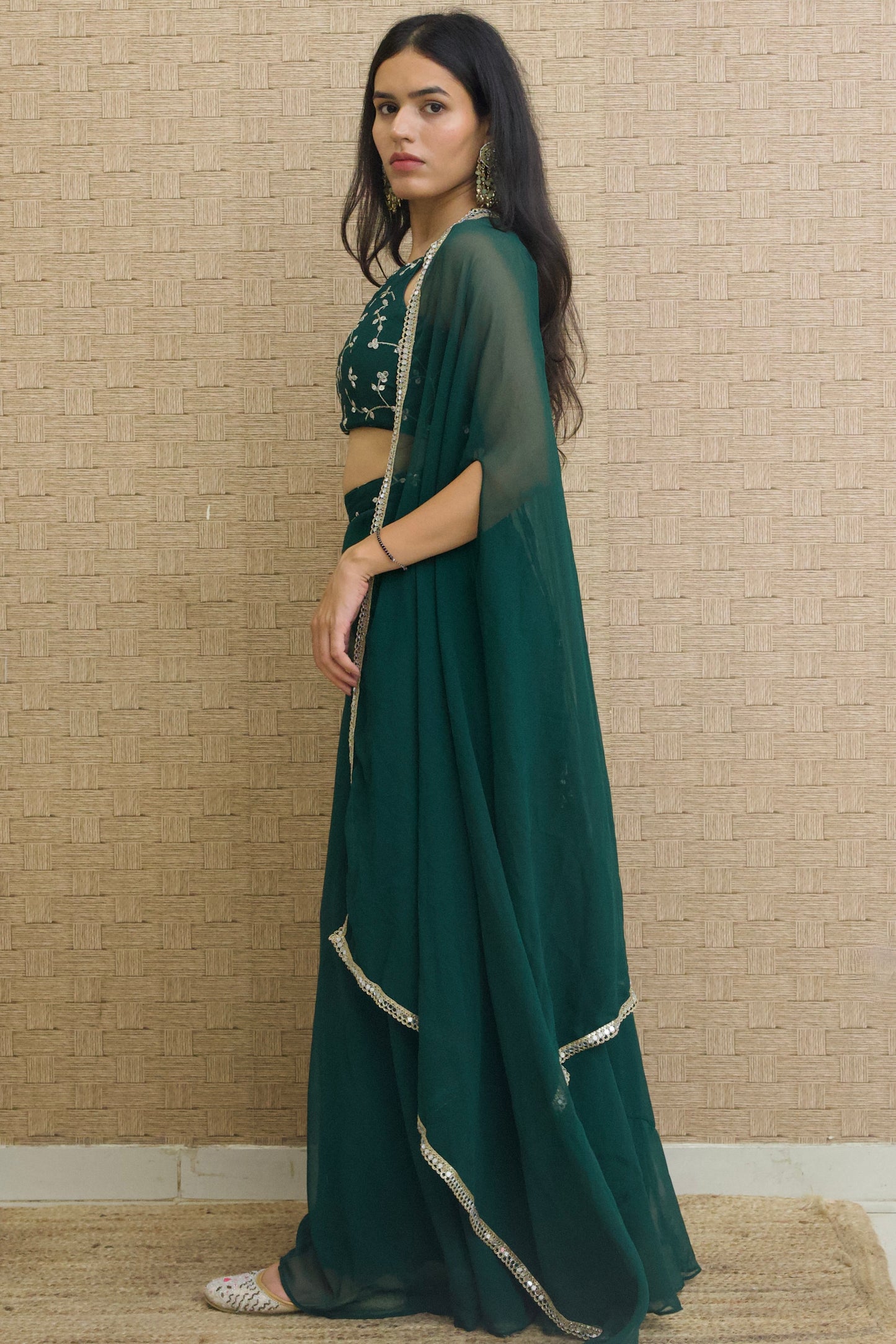 Green Georgette Palazzo Set