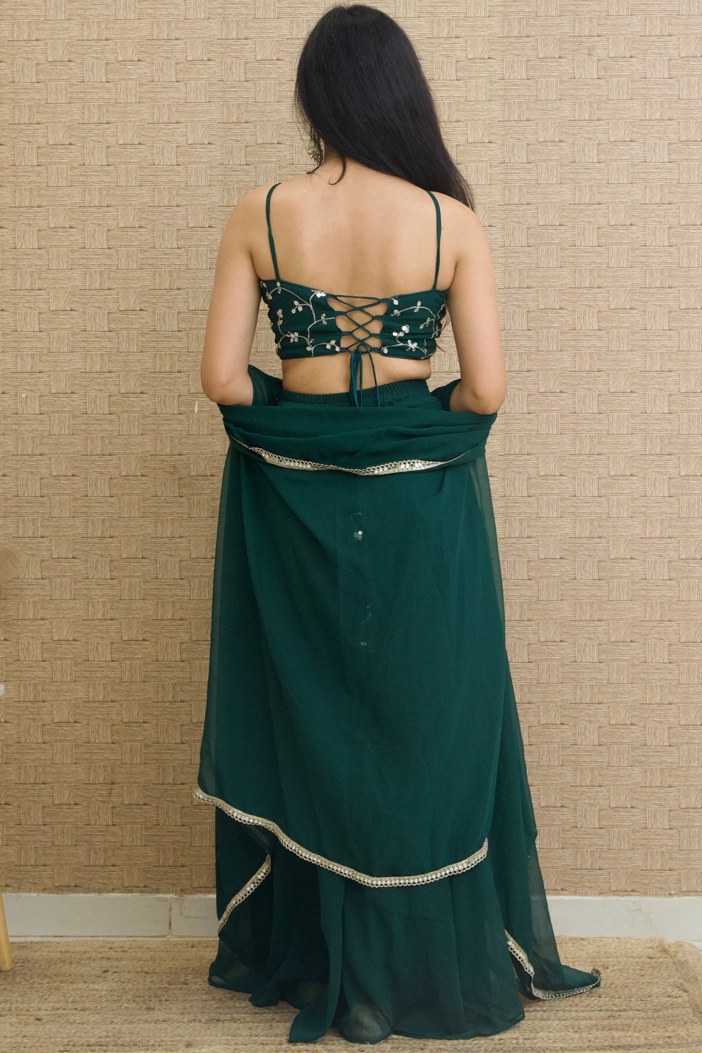 Green Georgette Palazzo Set