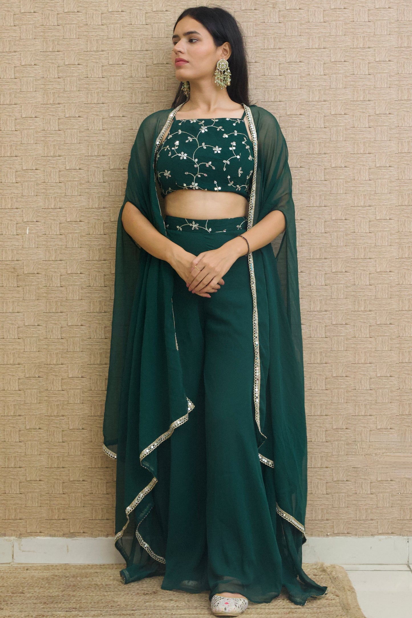 Green Georgette Palazzo Set