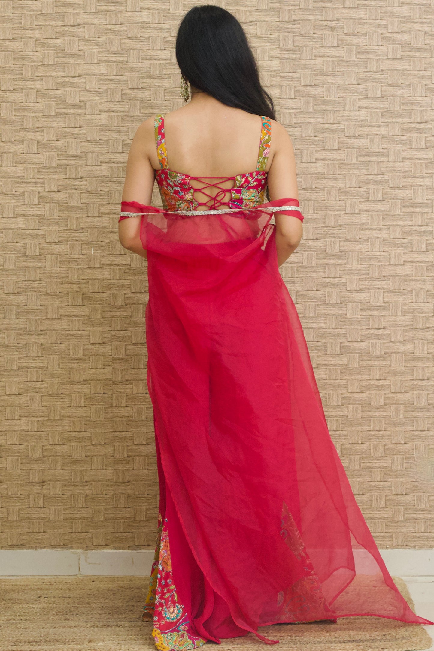 Pink Embroidered Sharara Set