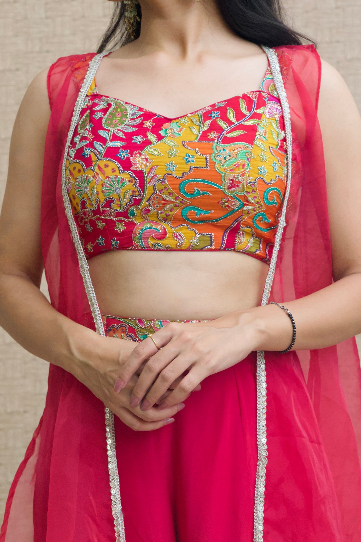 Pink Embroidered Sharara Set