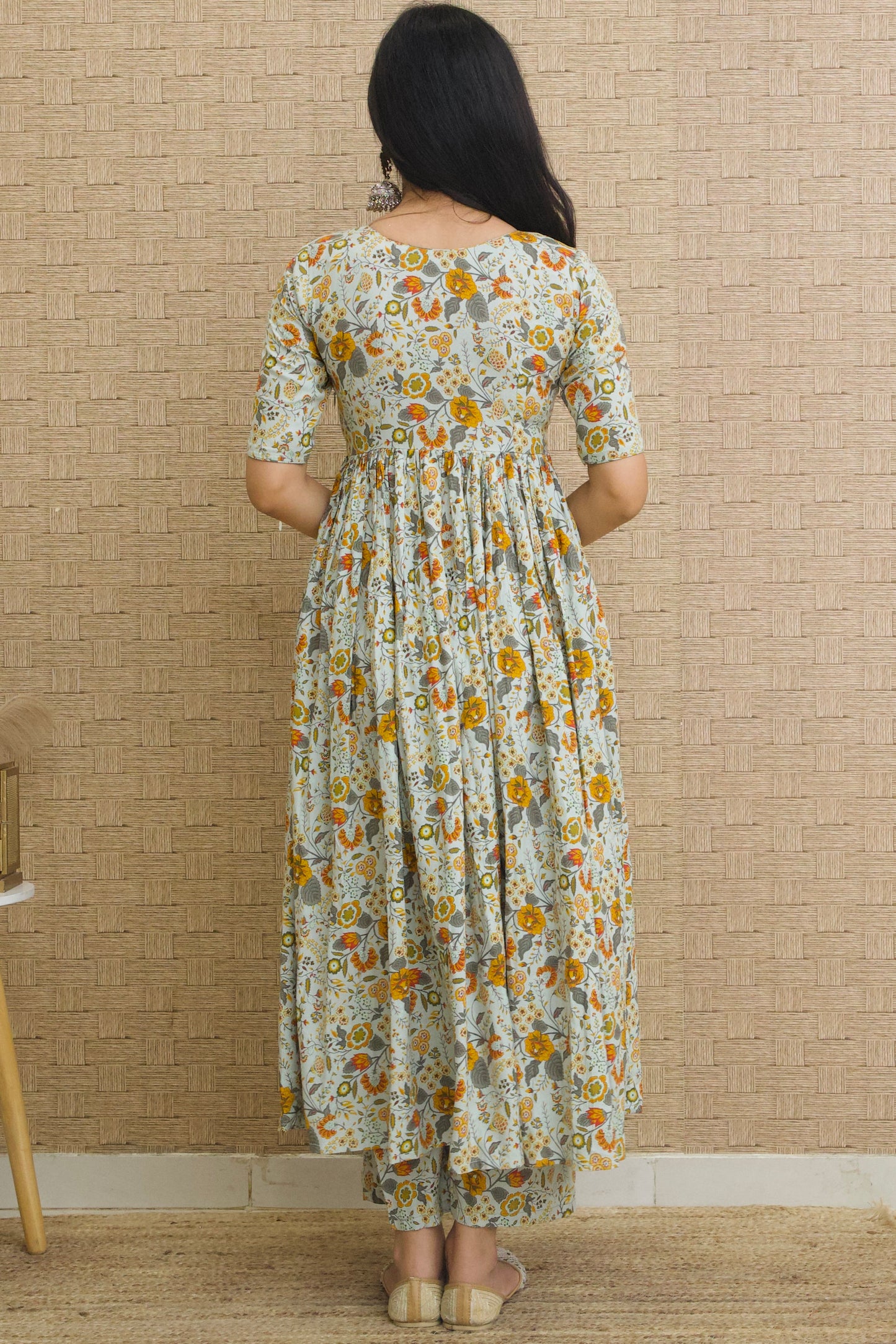 Sage Green Rayon Printed Kurta Set