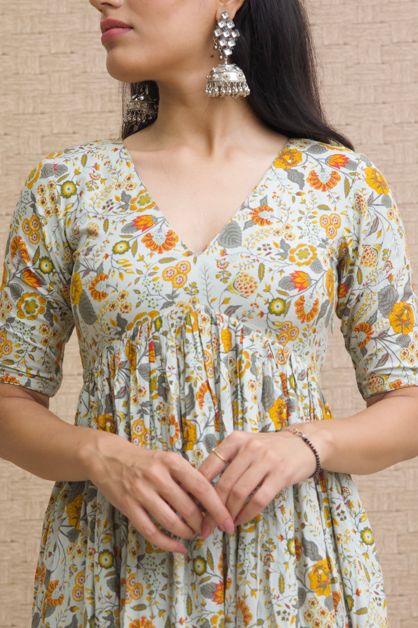 Sage Green Rayon Printed Kurta Set