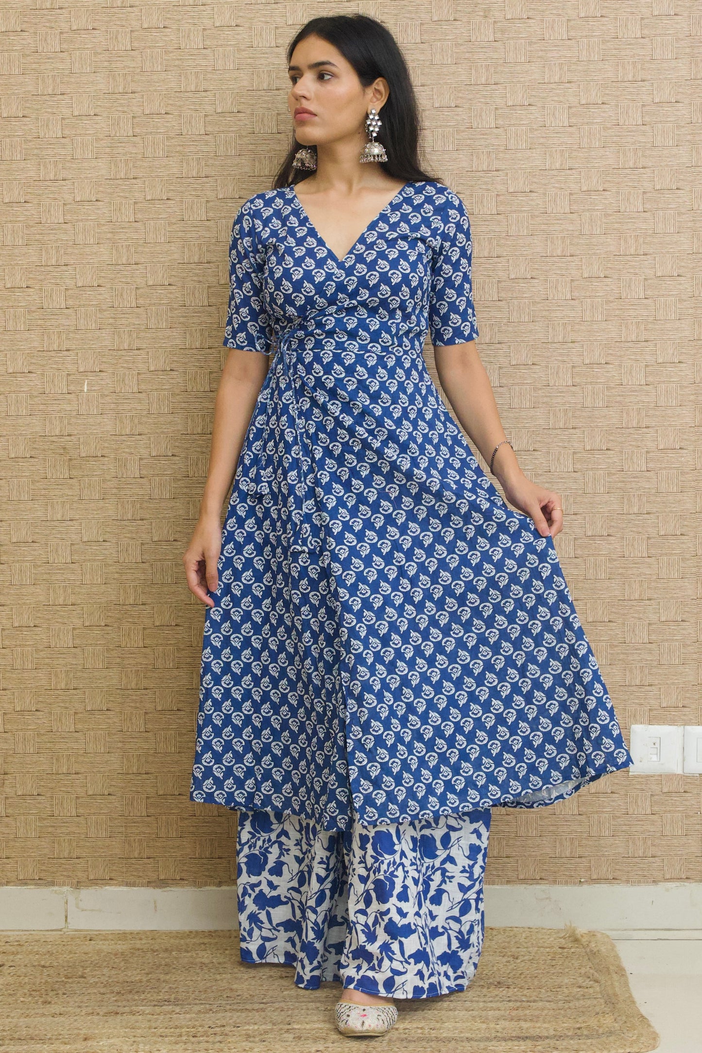 Indigo Cotton Angrakha Set