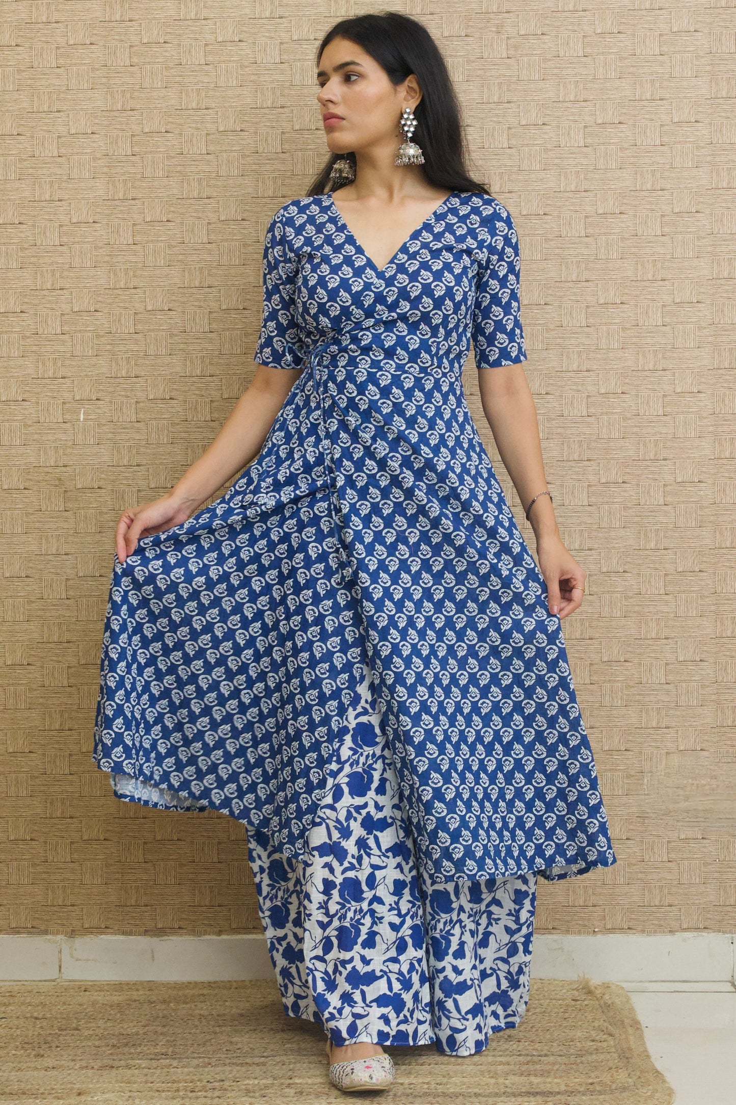 Indigo Cotton Angrakha Set