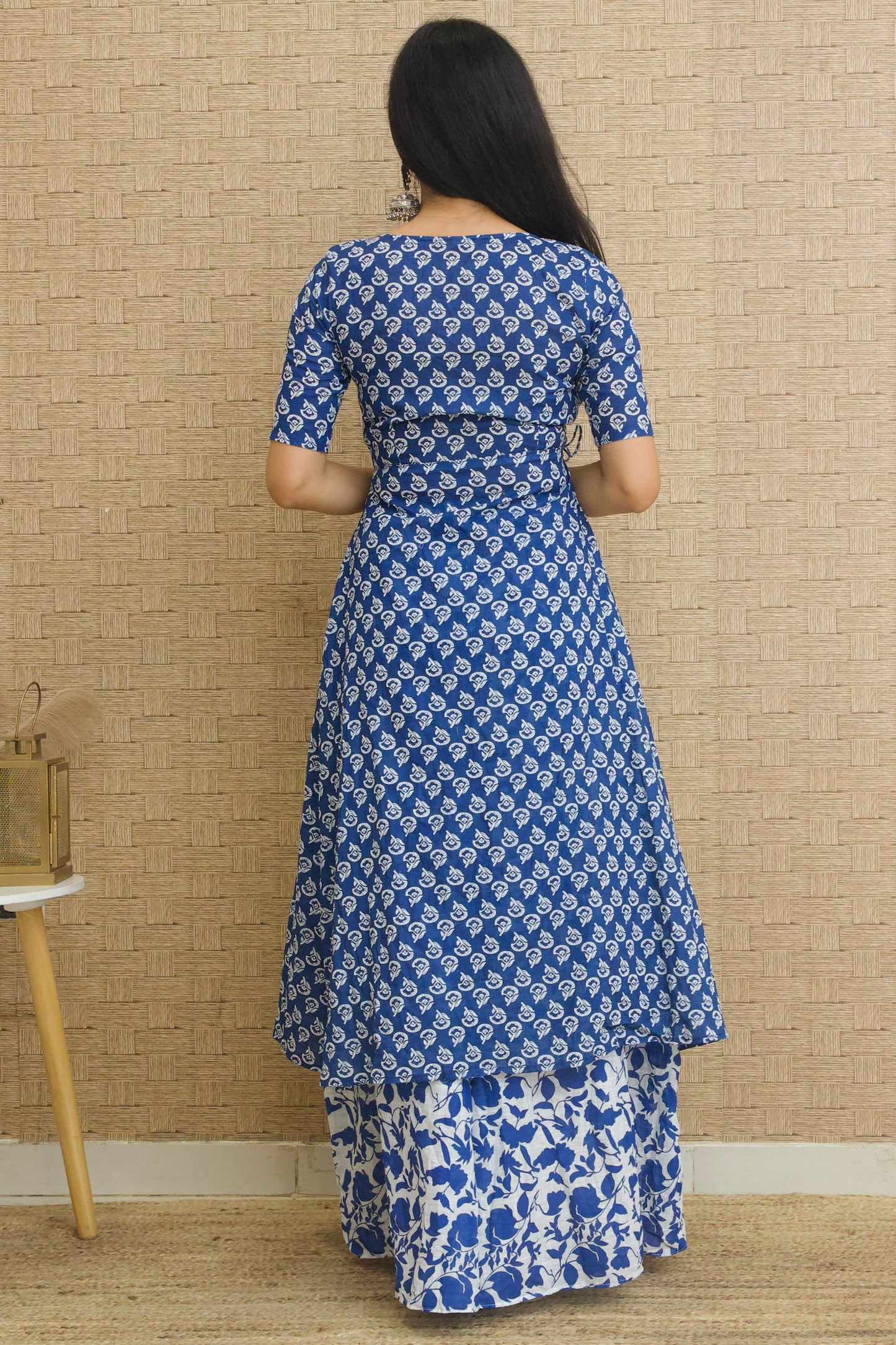 Indigo Cotton Angrakha Set
