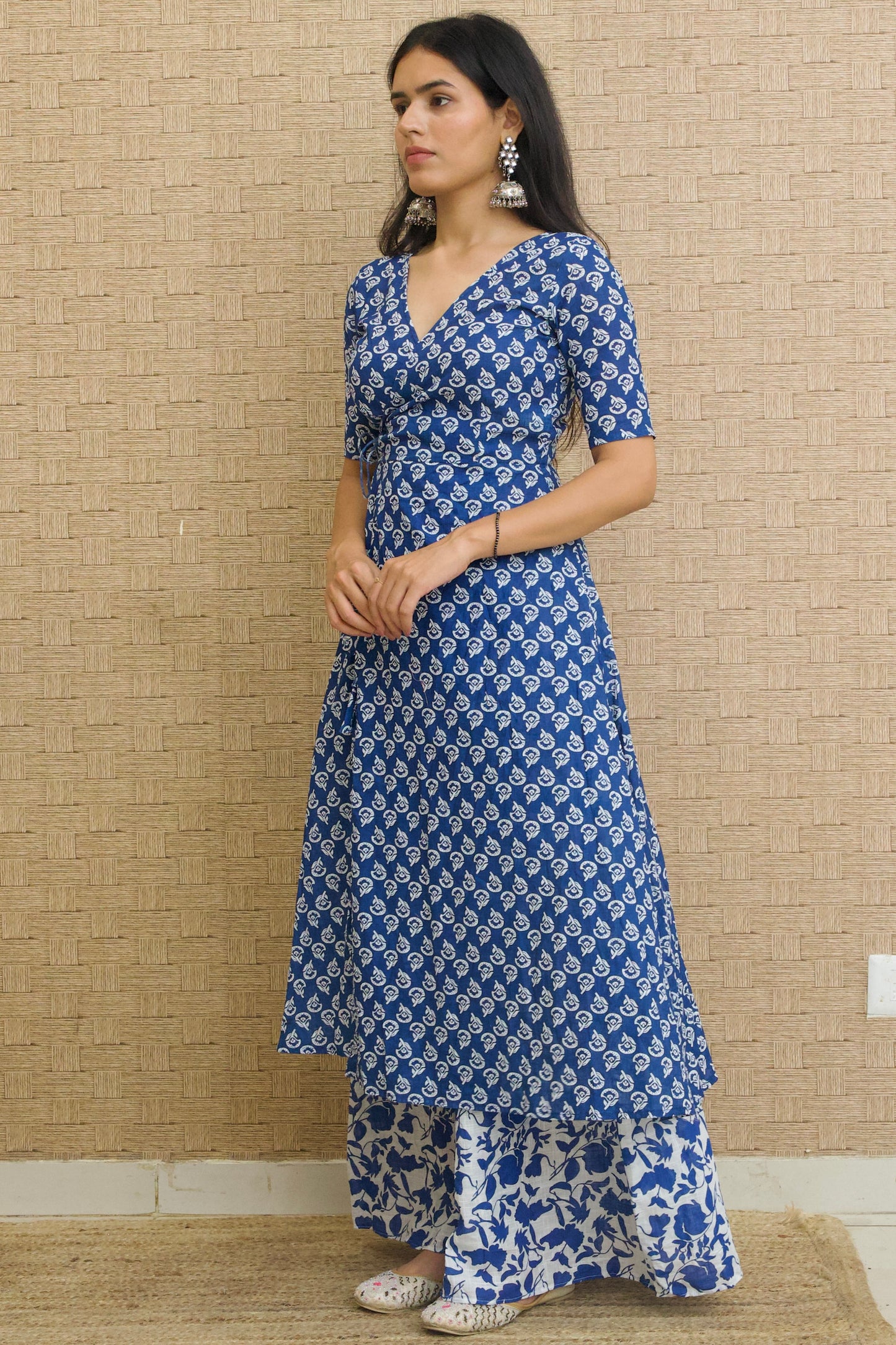 Indigo Cotton Angrakha Set