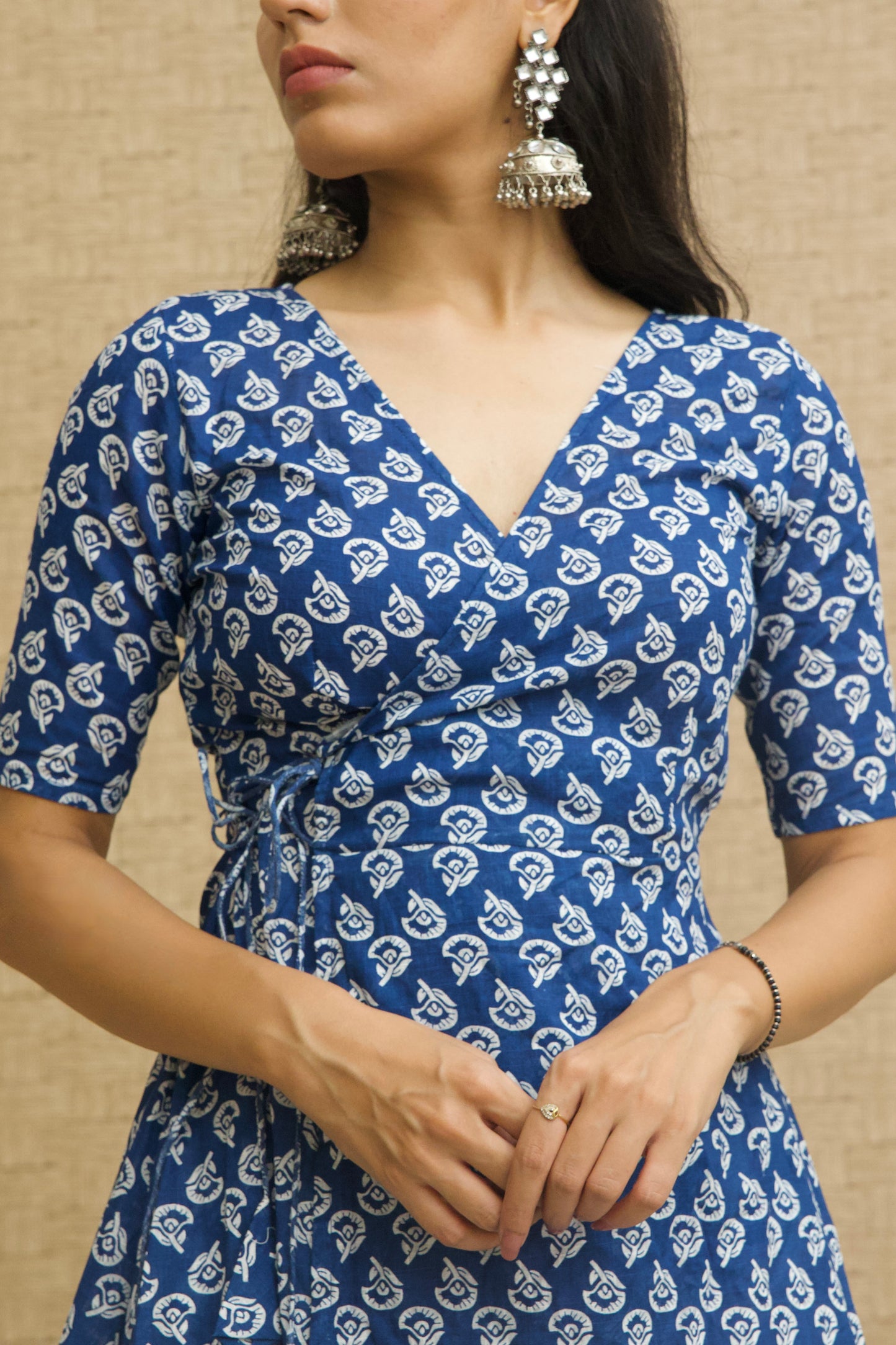 Indigo Cotton Angrakha Set