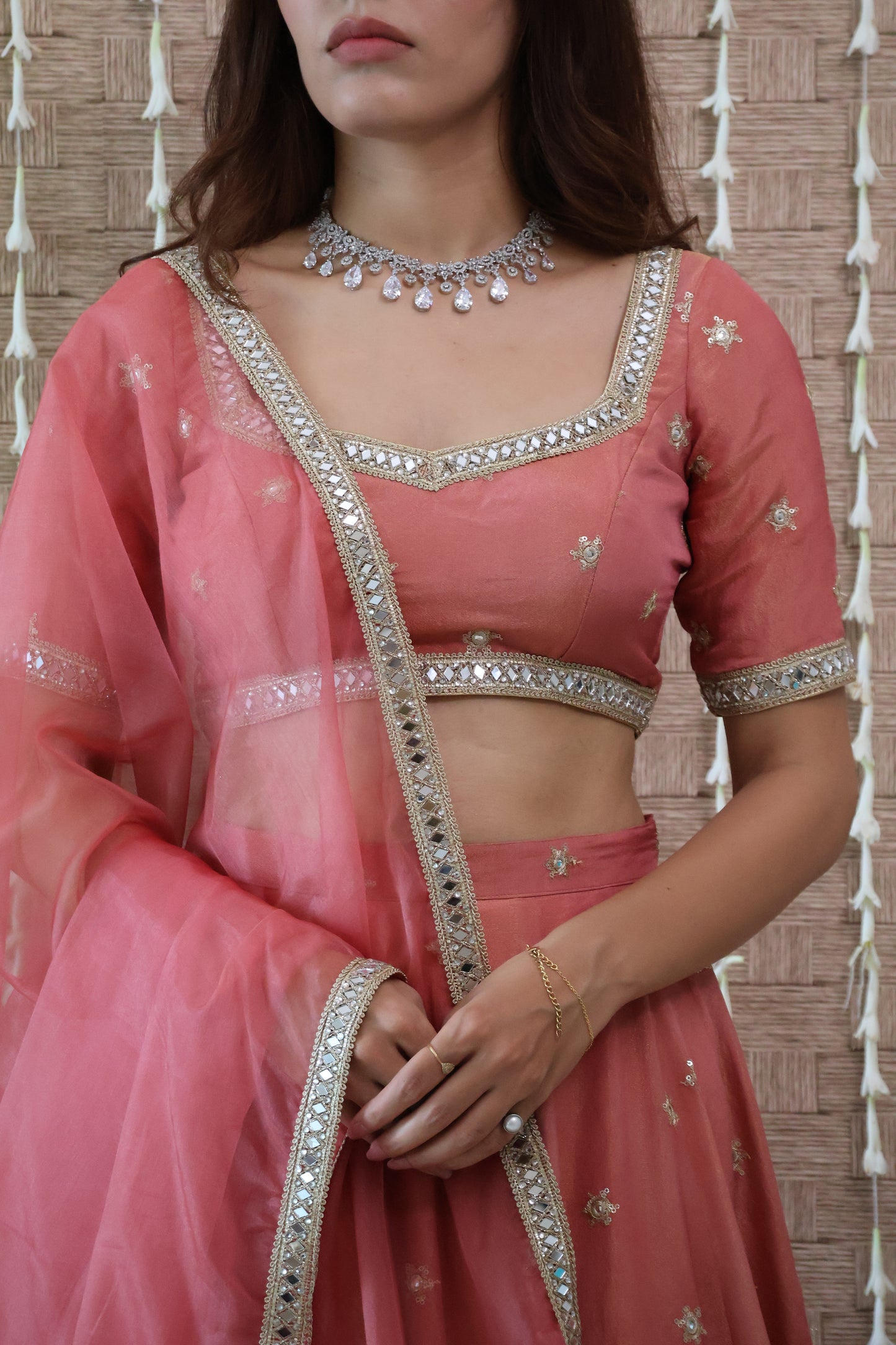 Dusty Pink Embroidered Lehenga Set