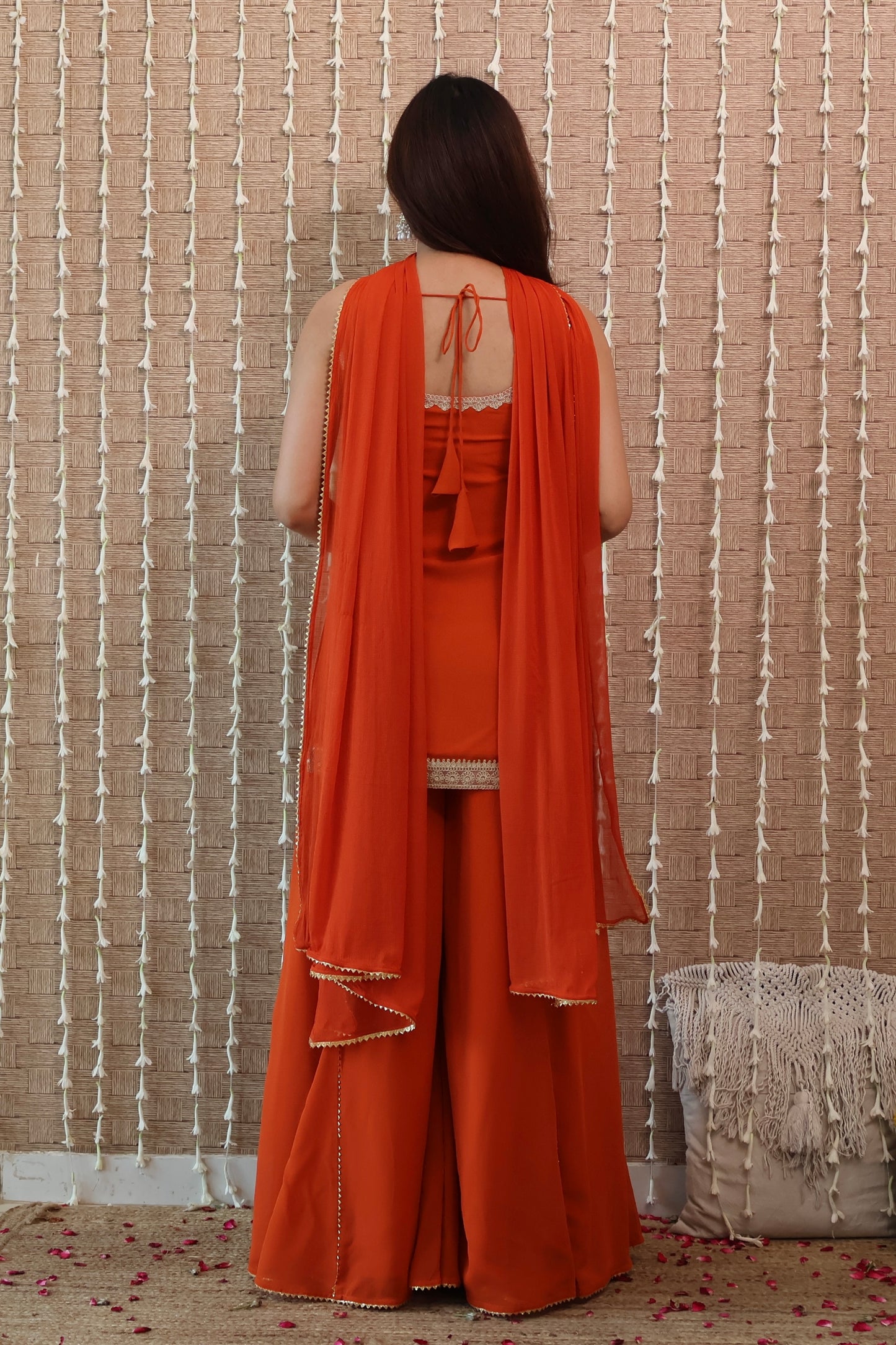Rust Orange Georgette Sharara Set