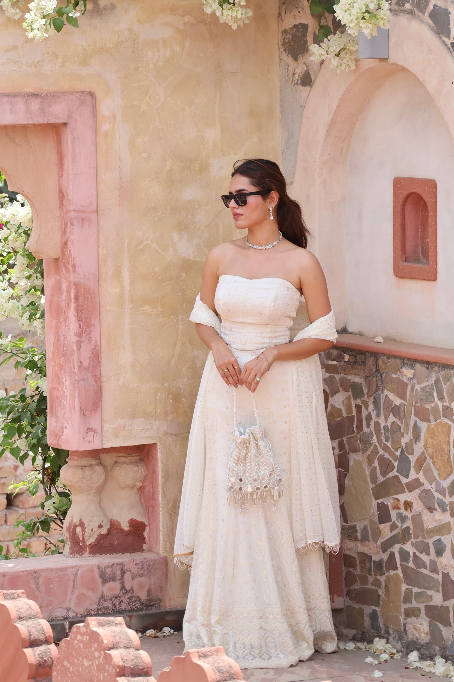 Ivory Embroidered Corset Lehenga Set