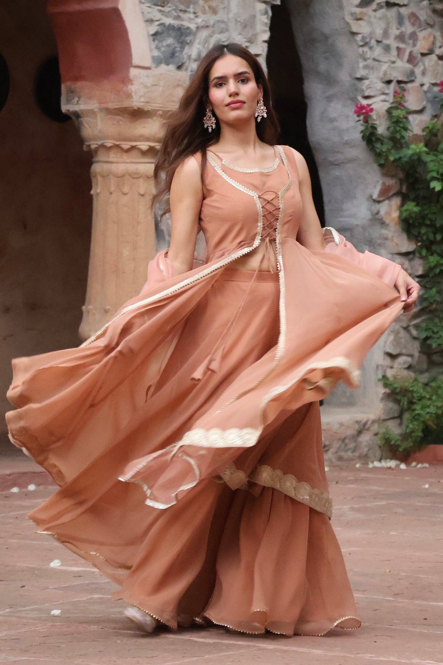 Old Rose Georgette Anarkali Set (set of 4)
