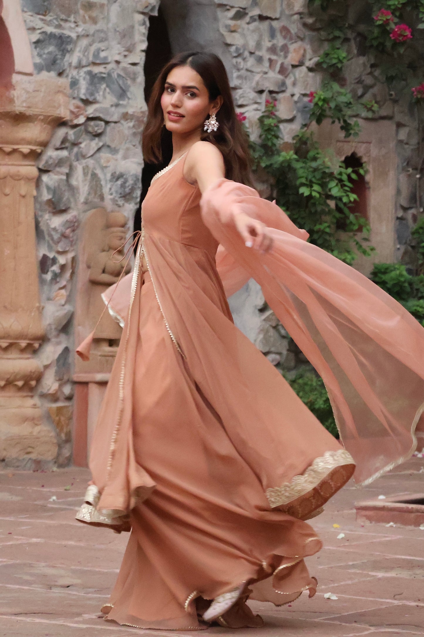 Old Rose Georgette Anarkali Set (set of 4)