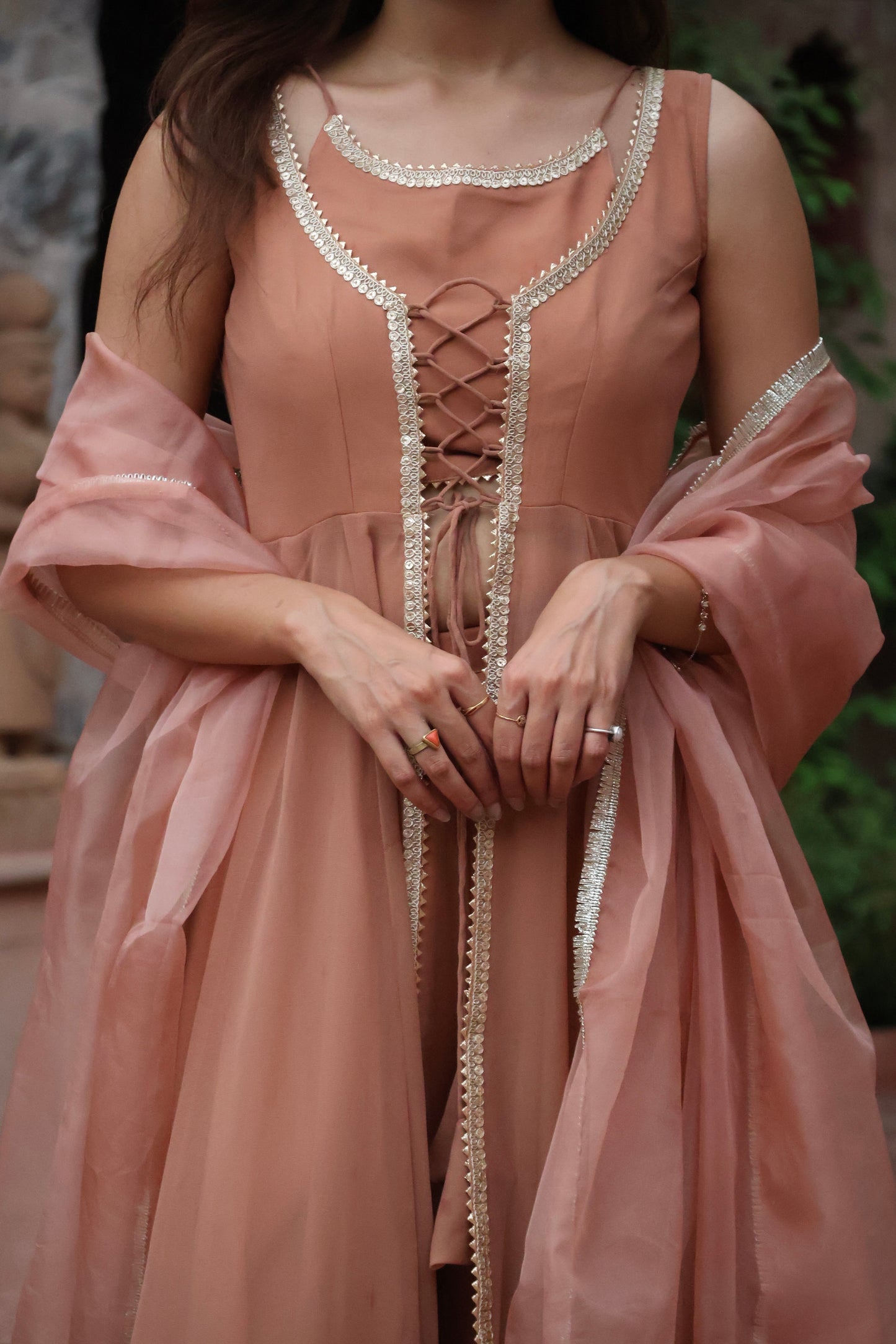 Old Rose Georgette Anarkali Set (set of 4)