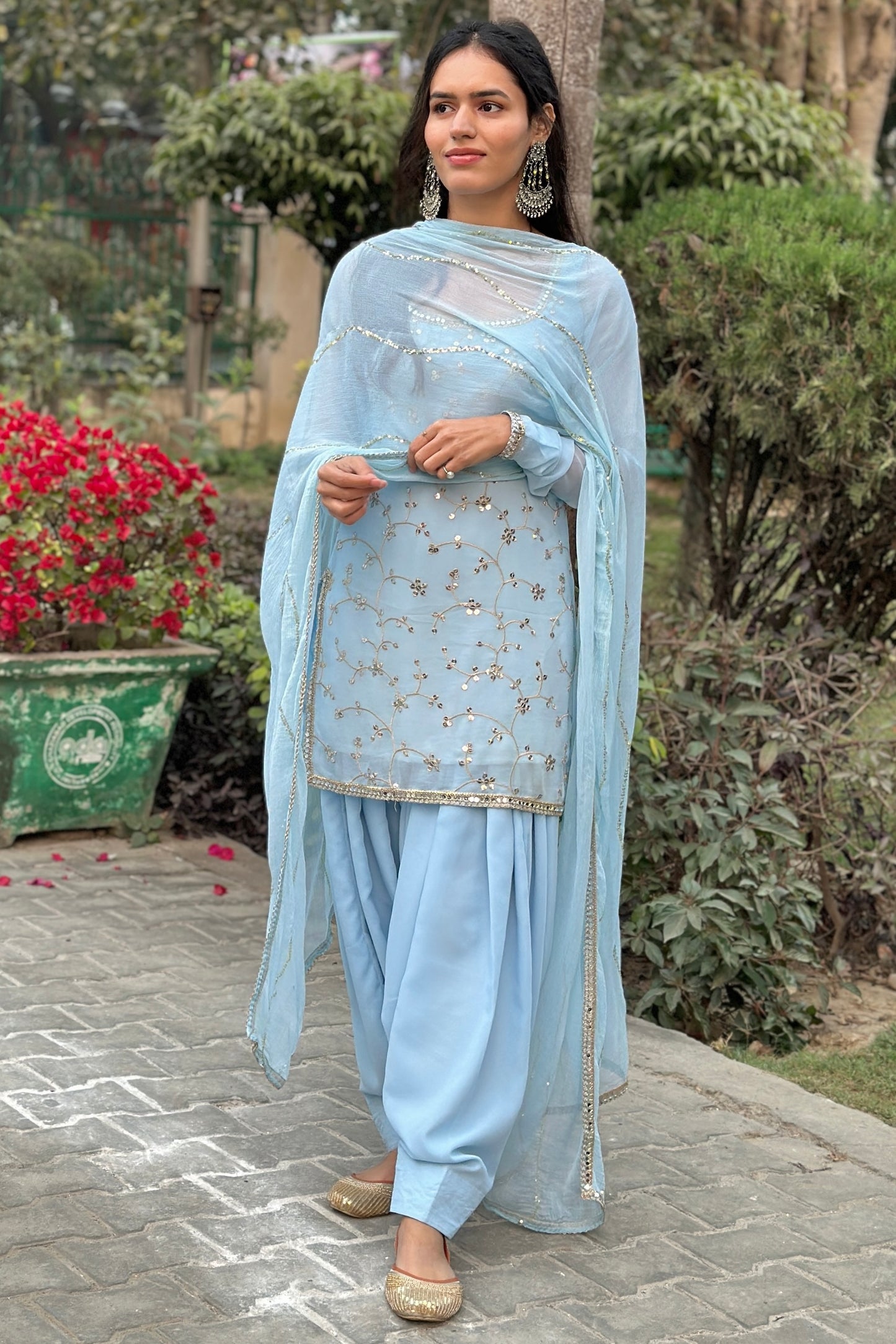 Baby Blue Embroidered Salwar Suit