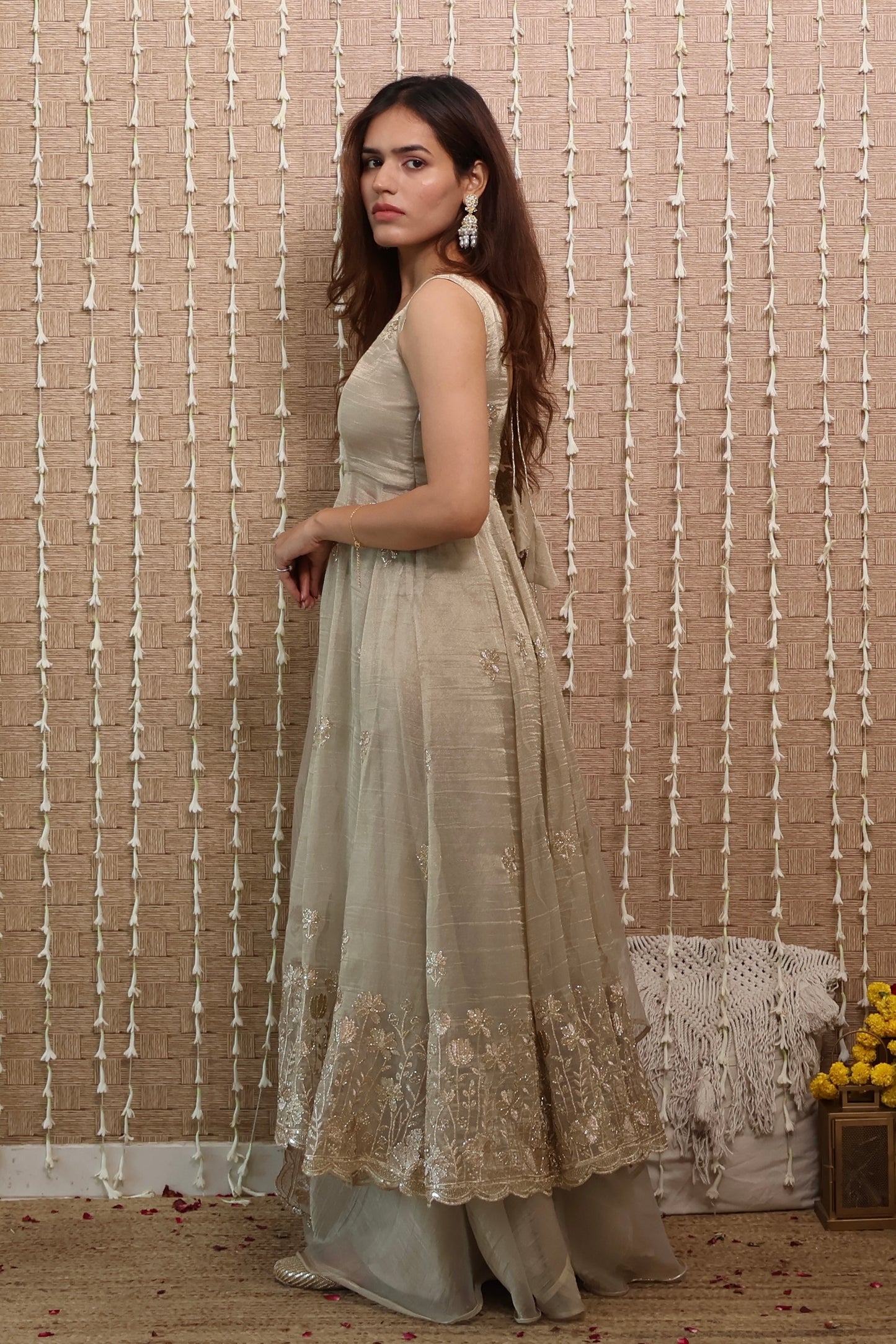 Rangrez Tissue Embroidered Anarkali Set