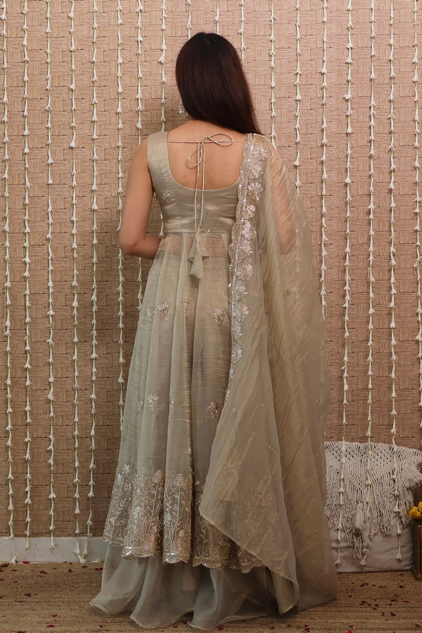 Rangrez Tissue Embroidered Anarkali Set