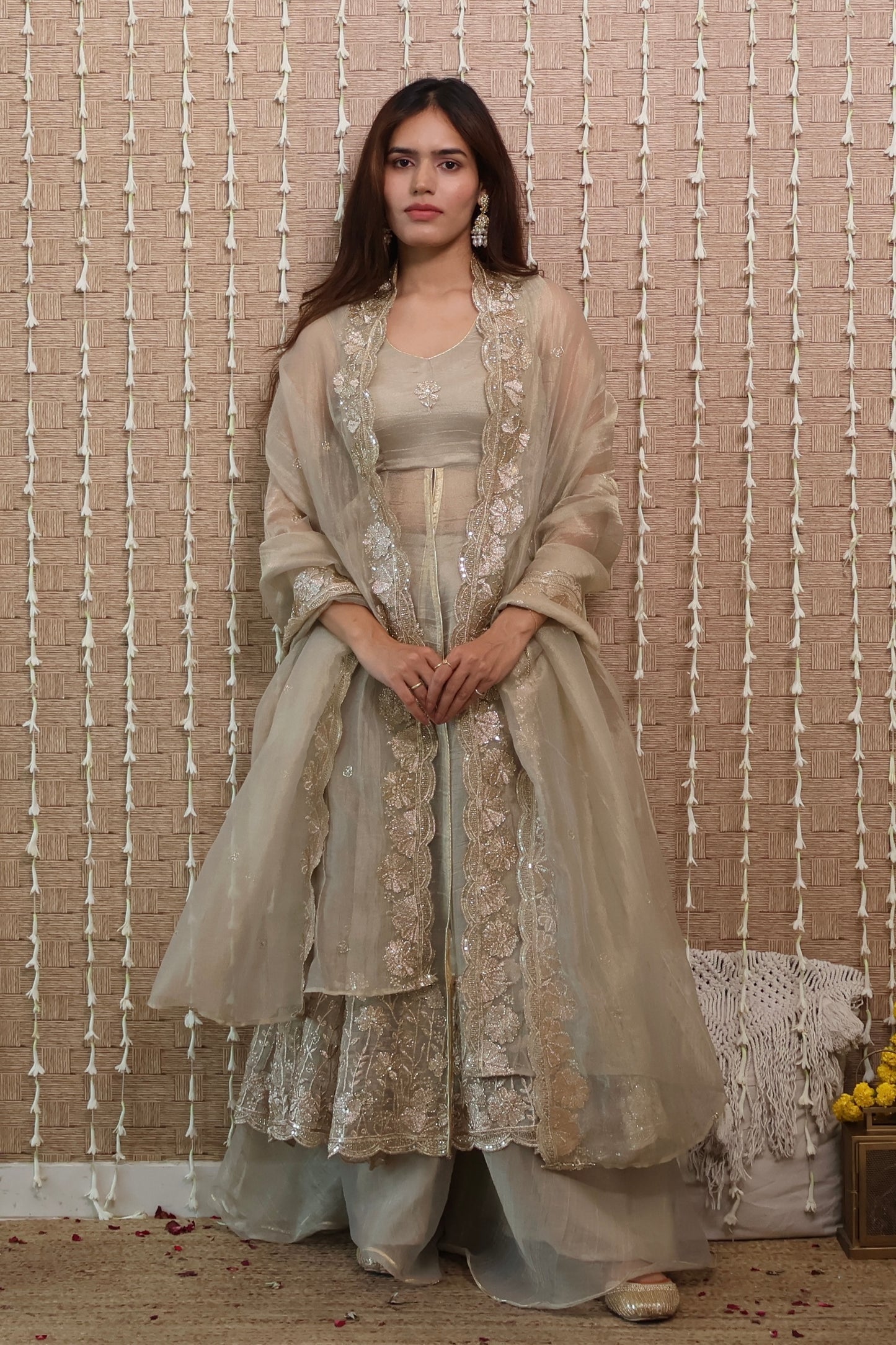 Rangrez Tissue Embroidered Anarkali Set