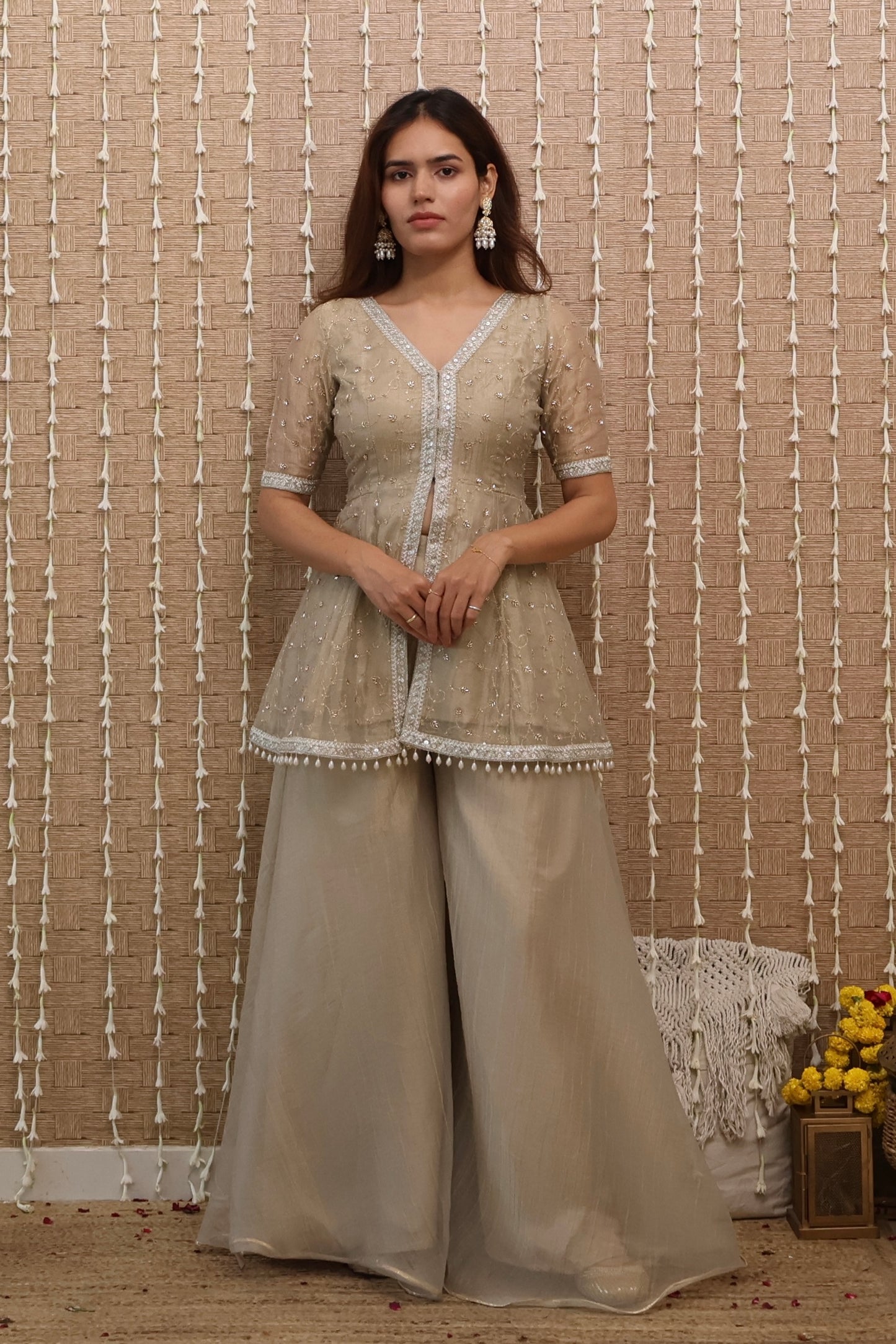 Sitara Tissue Embroidered Sharara Set