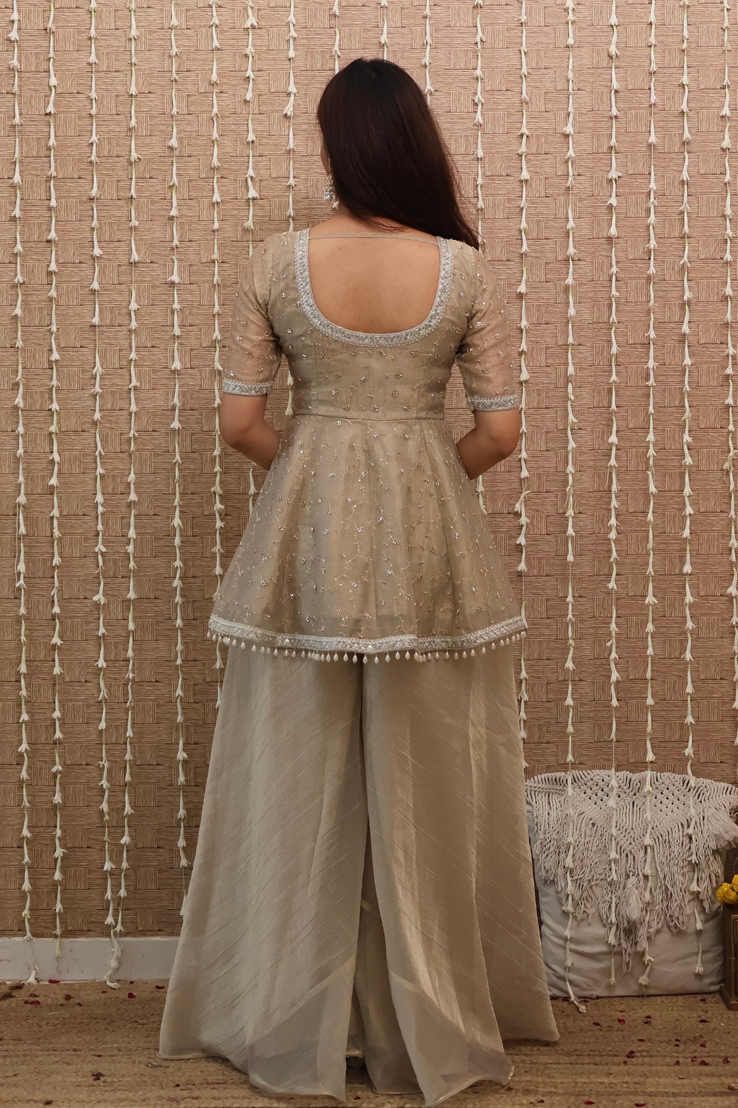 Sitara Tissue Embroidered Sharara Set