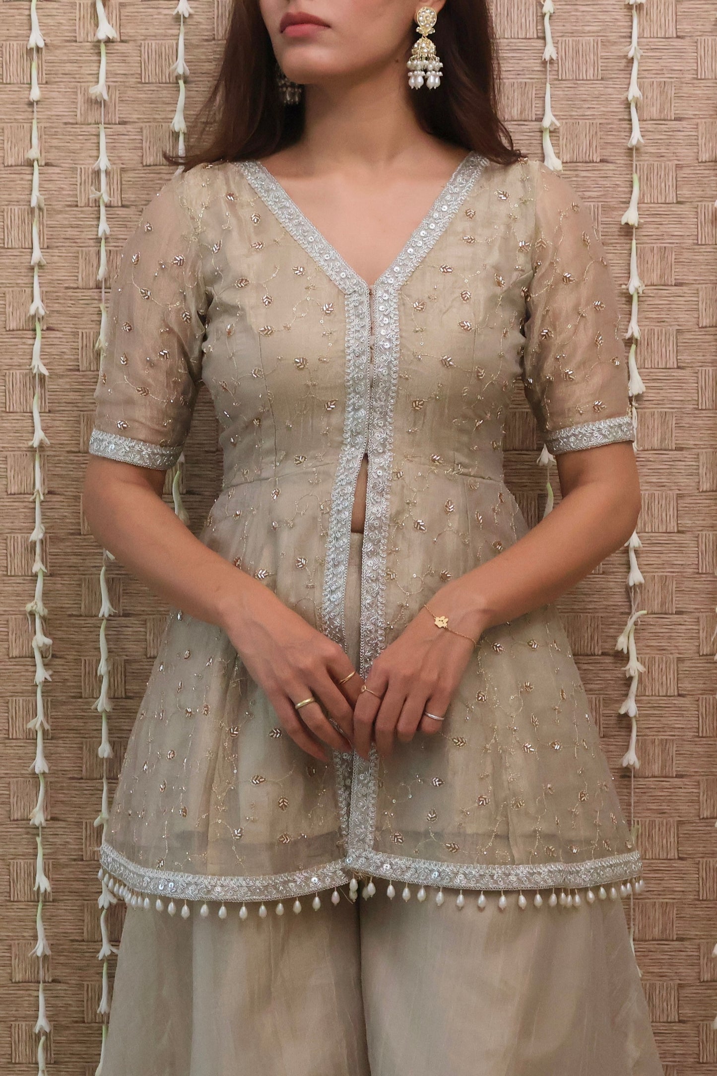 Sitara Tissue Embroidered Sharara Set
