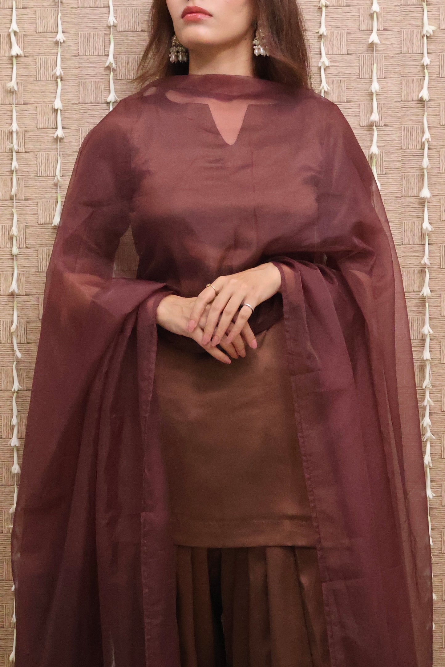 Brown Satin Salwar Suit