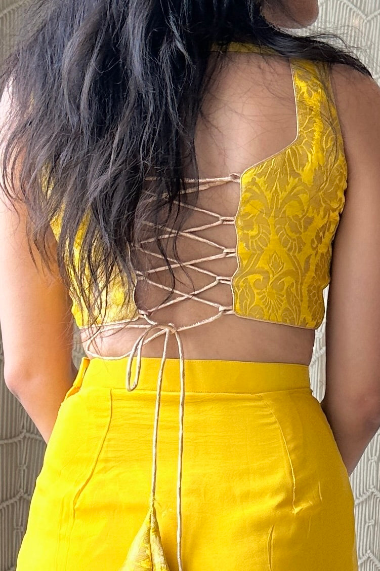 Yellow Draped Skirt Set
