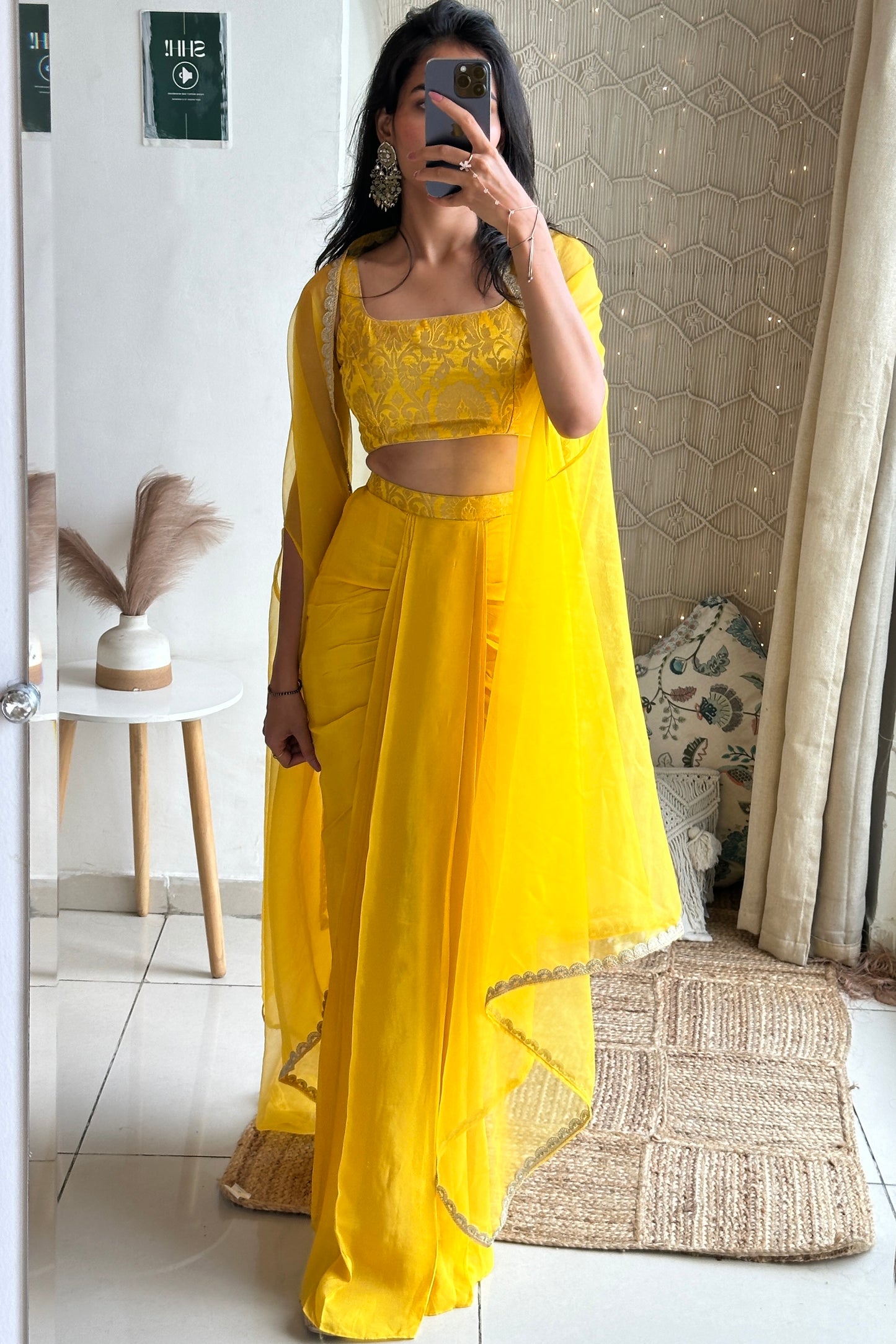 Yellow Draped Skirt Set