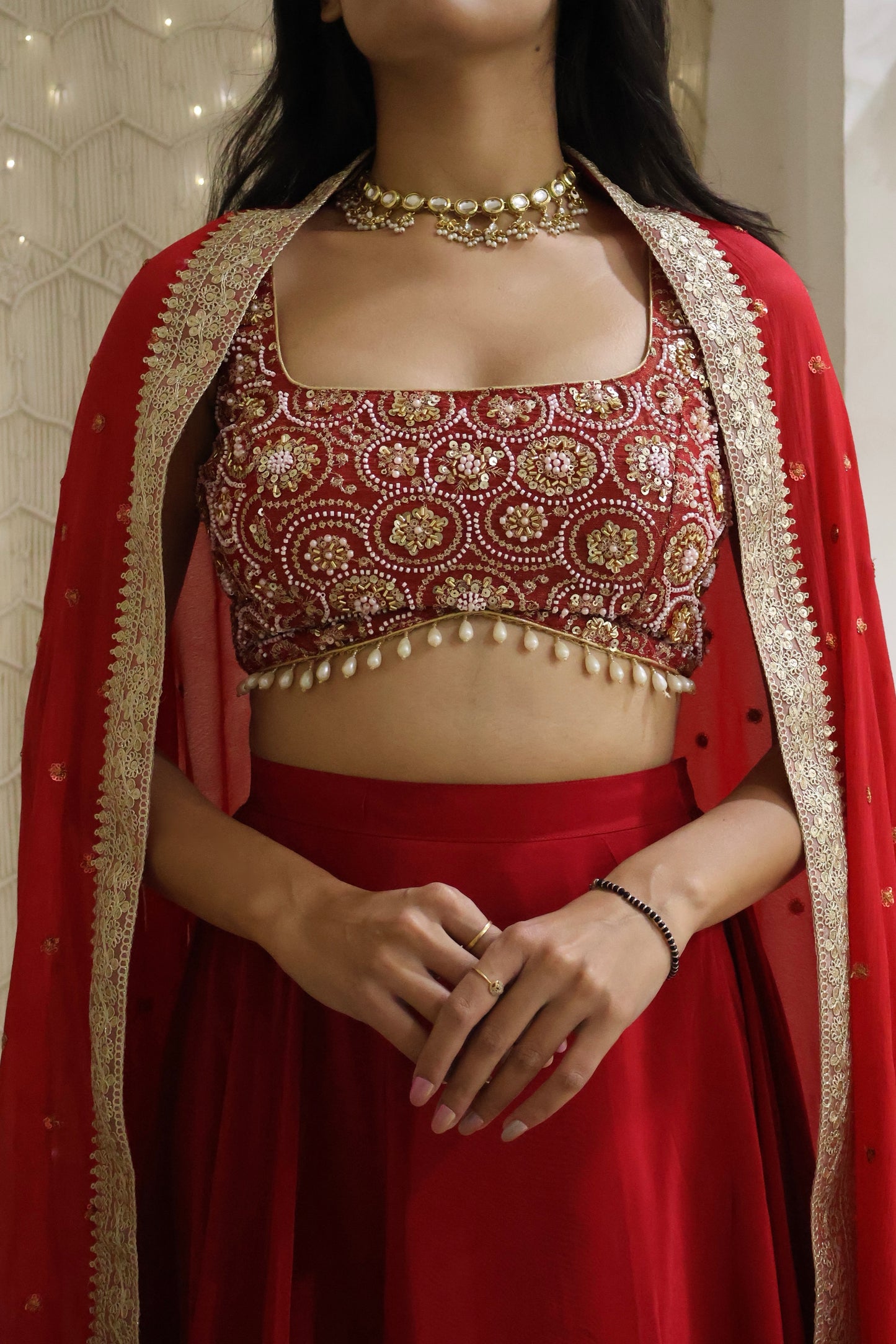 Cherry Pink Embroidered Lehenga Set