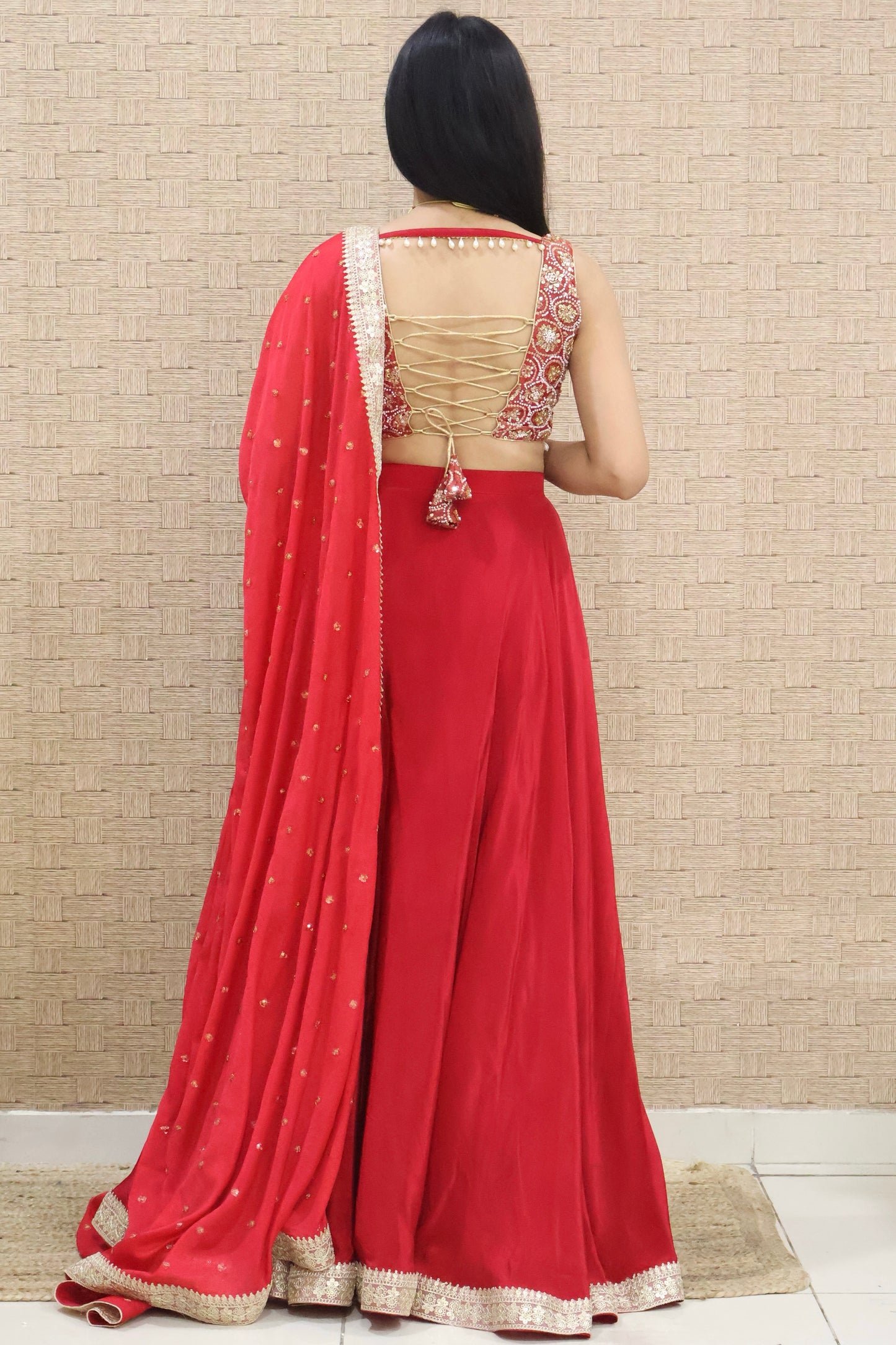 Cherry Pink Embroidered Lehenga Set