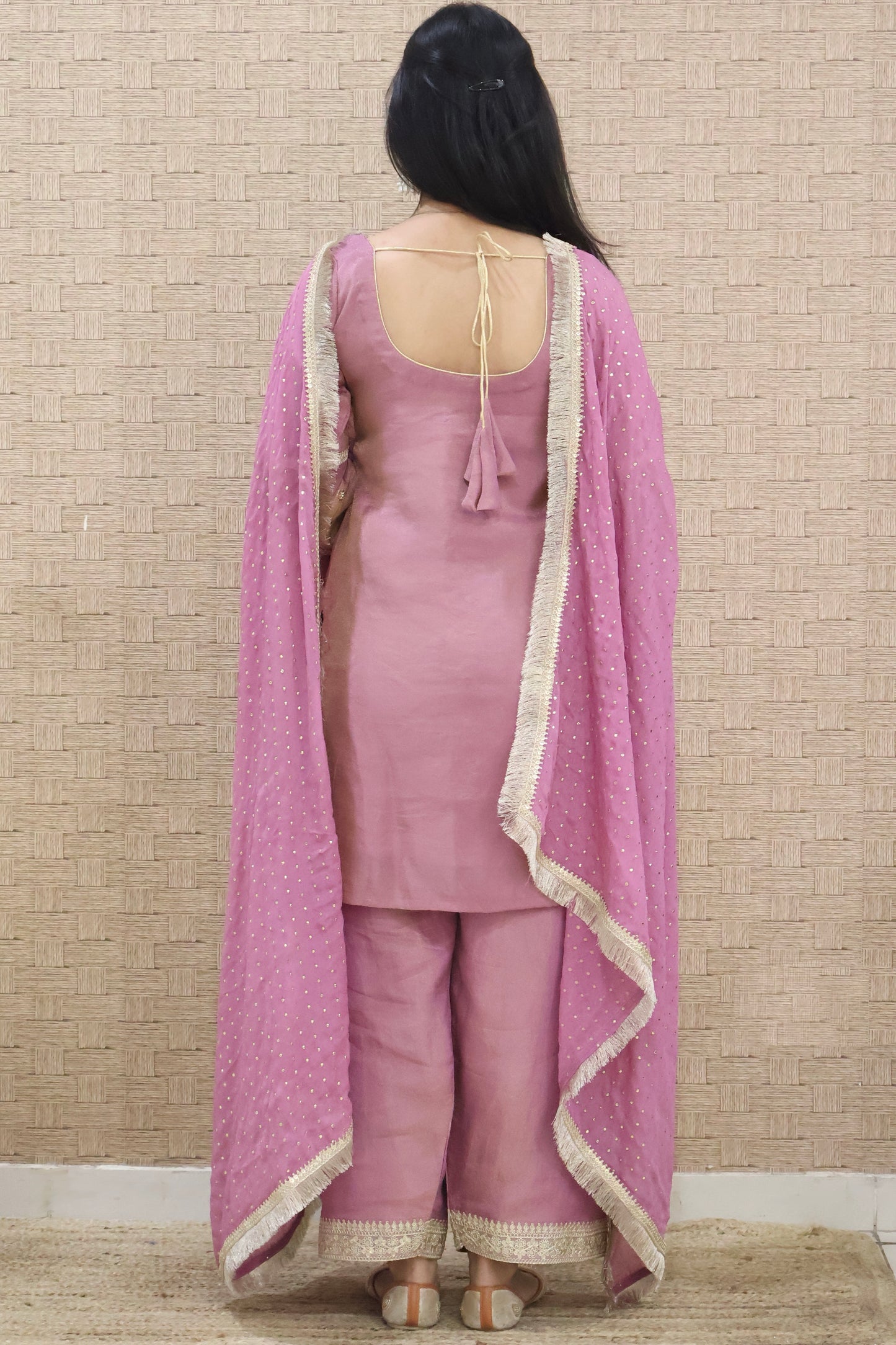 Mauve Embroidered salwar suit set