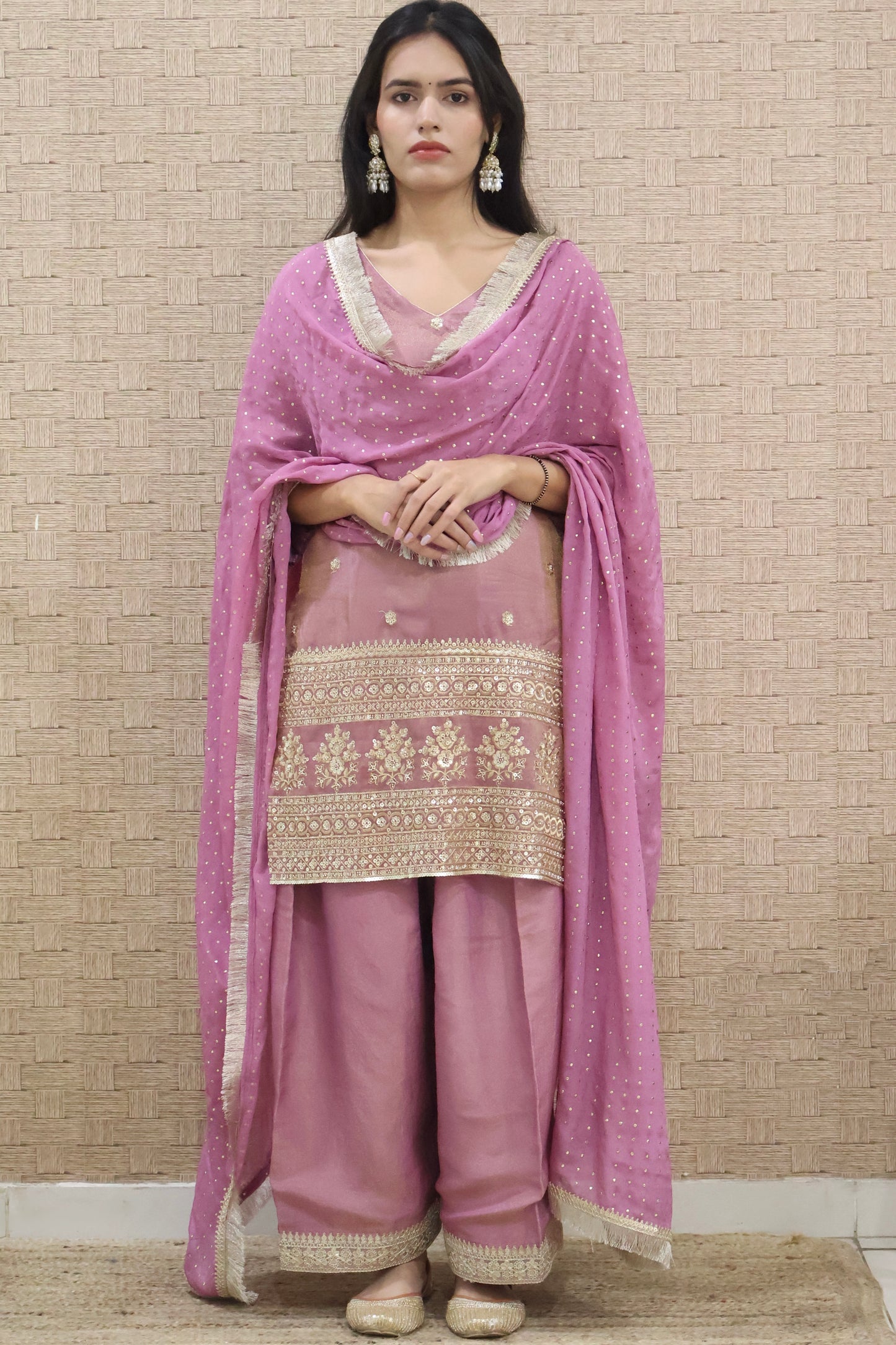Mauve Embroidered salwar suit set