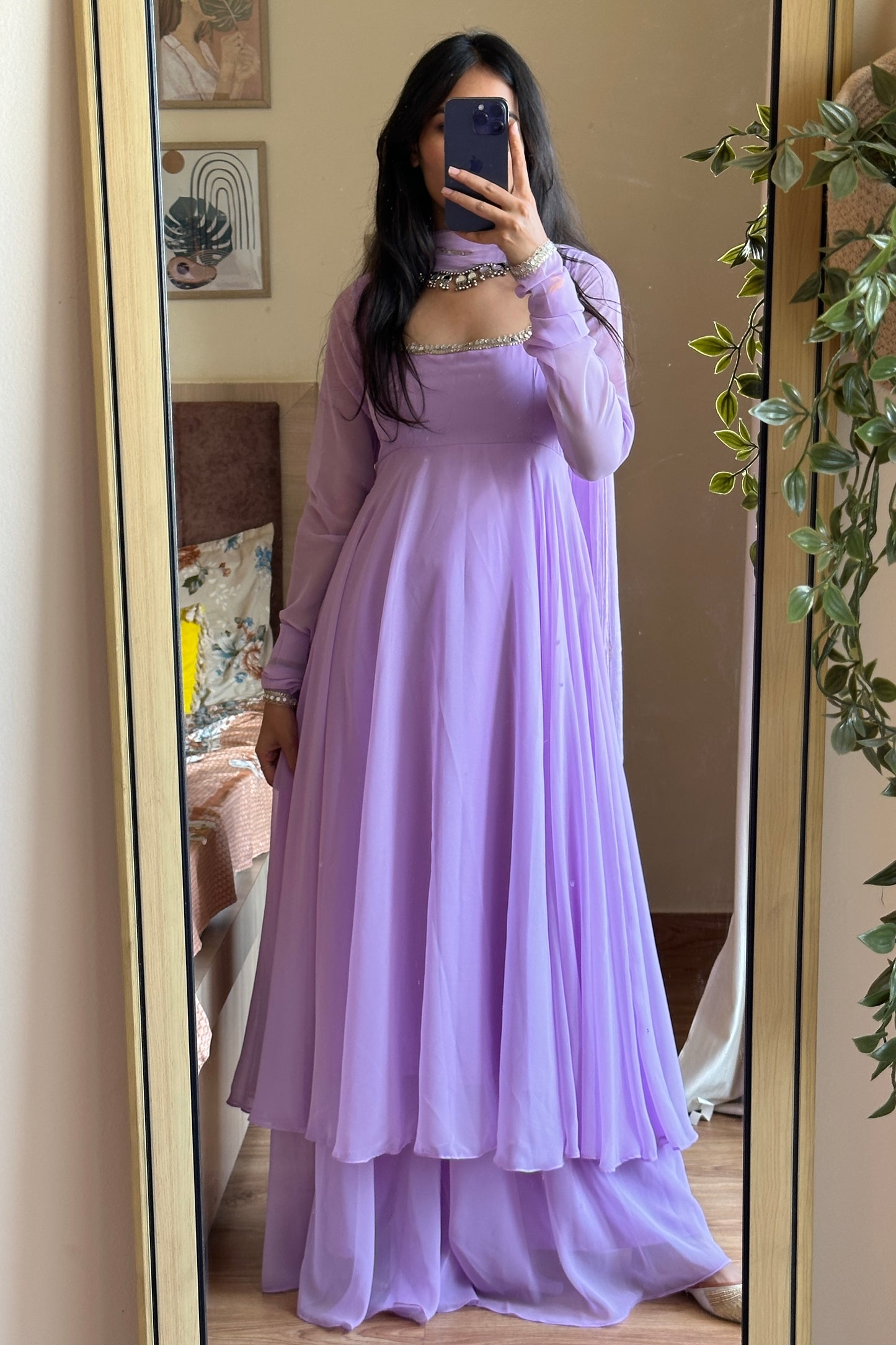 Lavender Georgette Anarkali Set