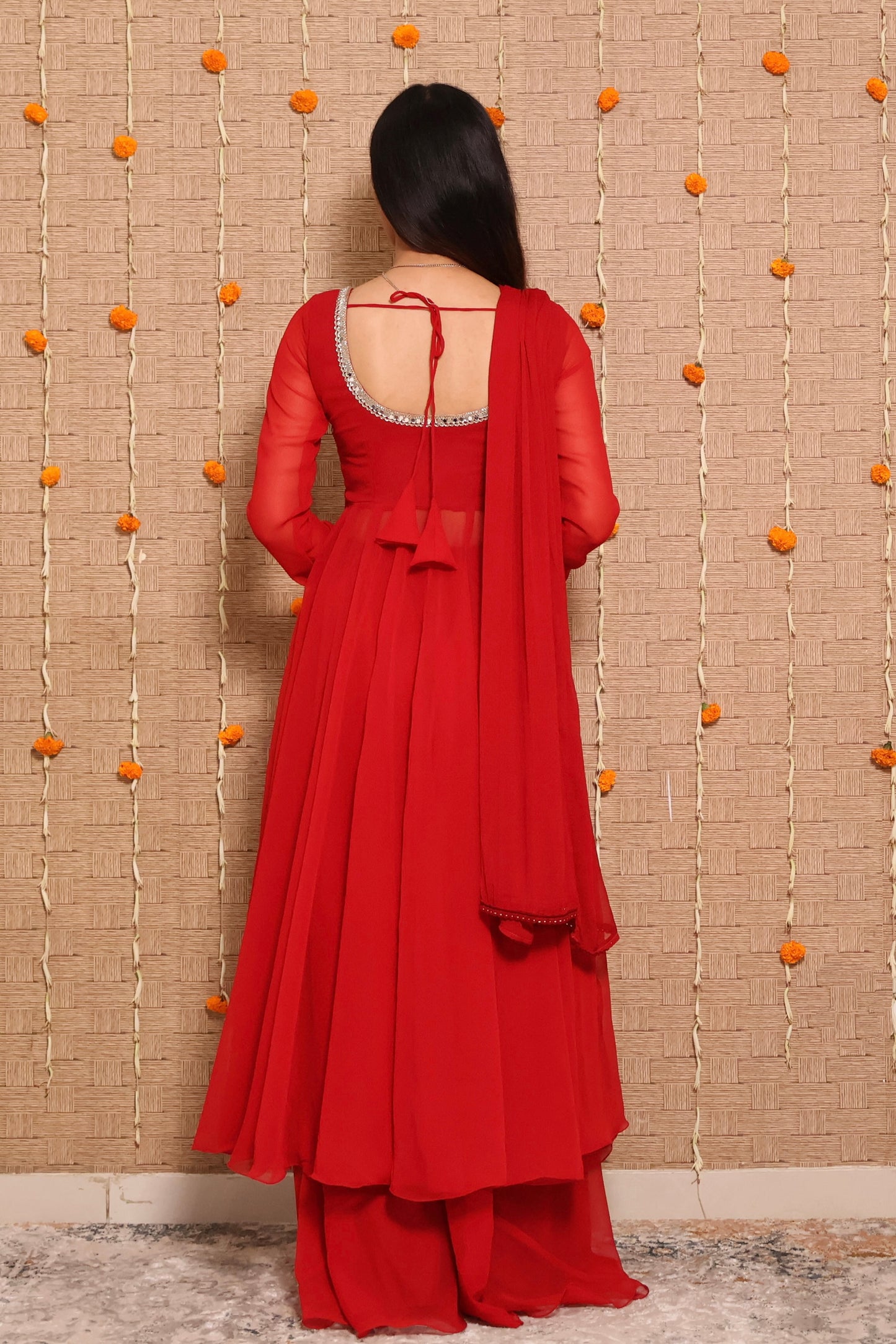 Maroon Georgette Anarkali Set