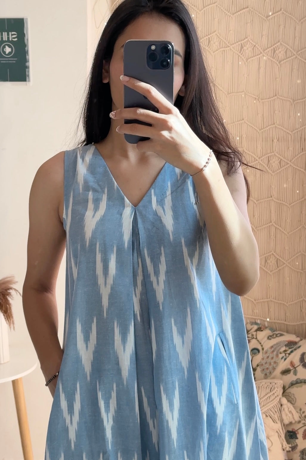 Ikat Linen Kurta Set