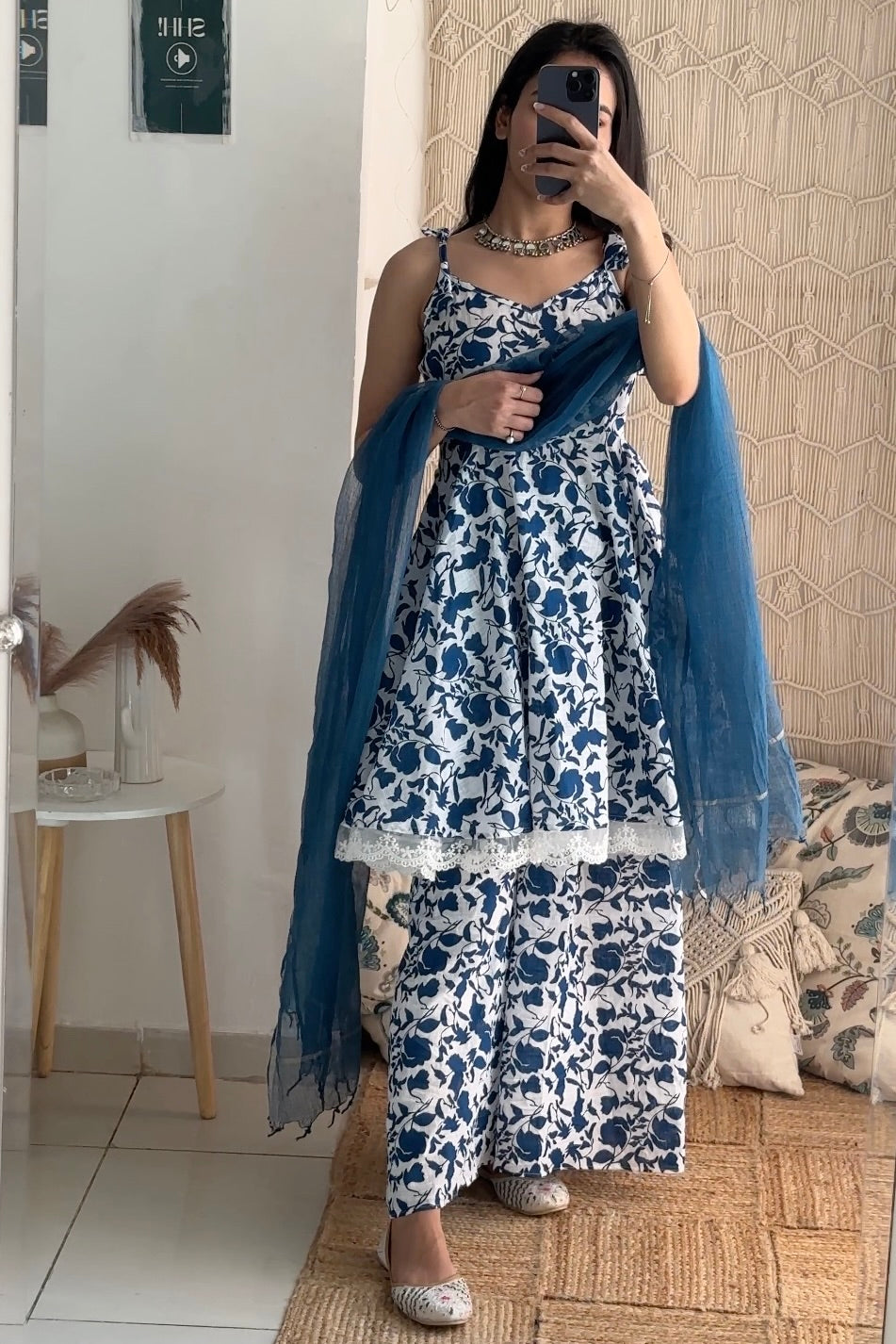 Indigo Cotton Sharara Set