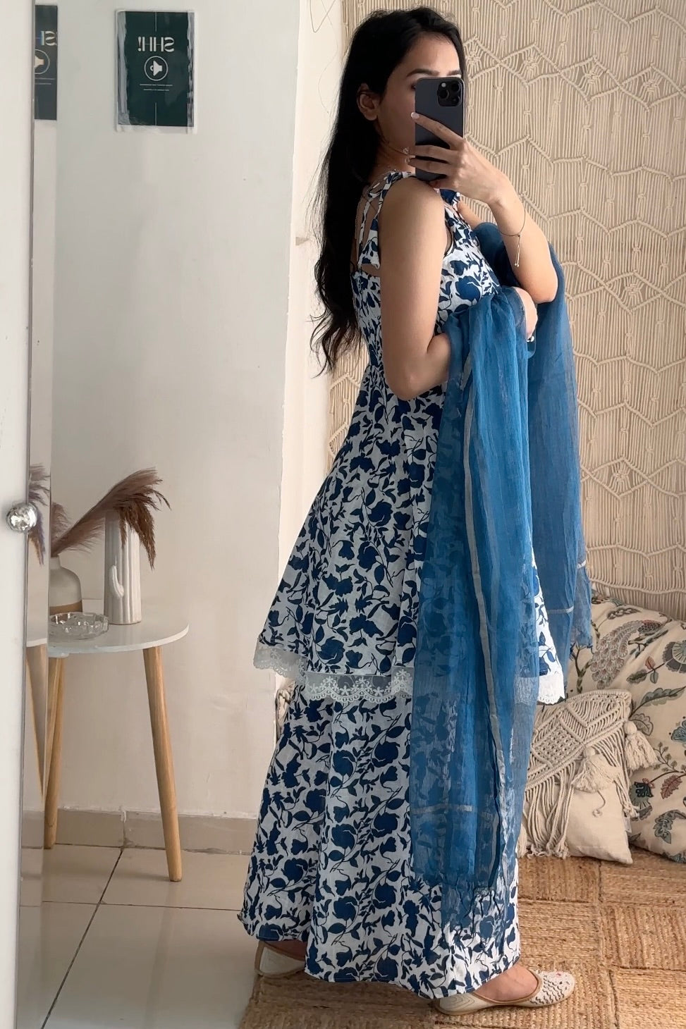 Indigo Cotton Sharara Set