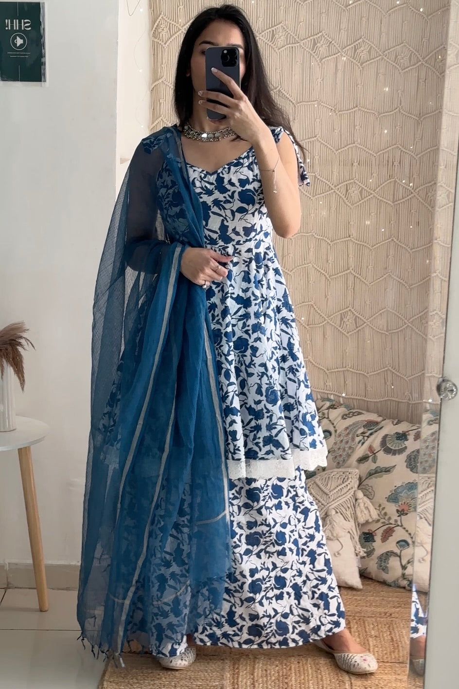 Indigo Cotton Sharara Set
