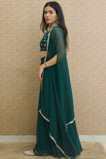 Green Georgette Palazzo Set