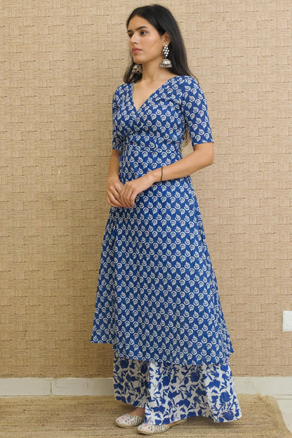 Indigo Cotton Angrakha Set
